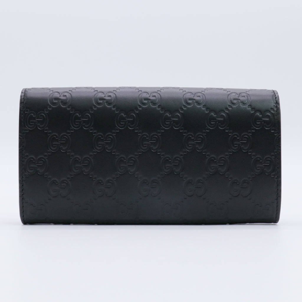 Guccissima Signature Bowy Continental Wallet Black twins