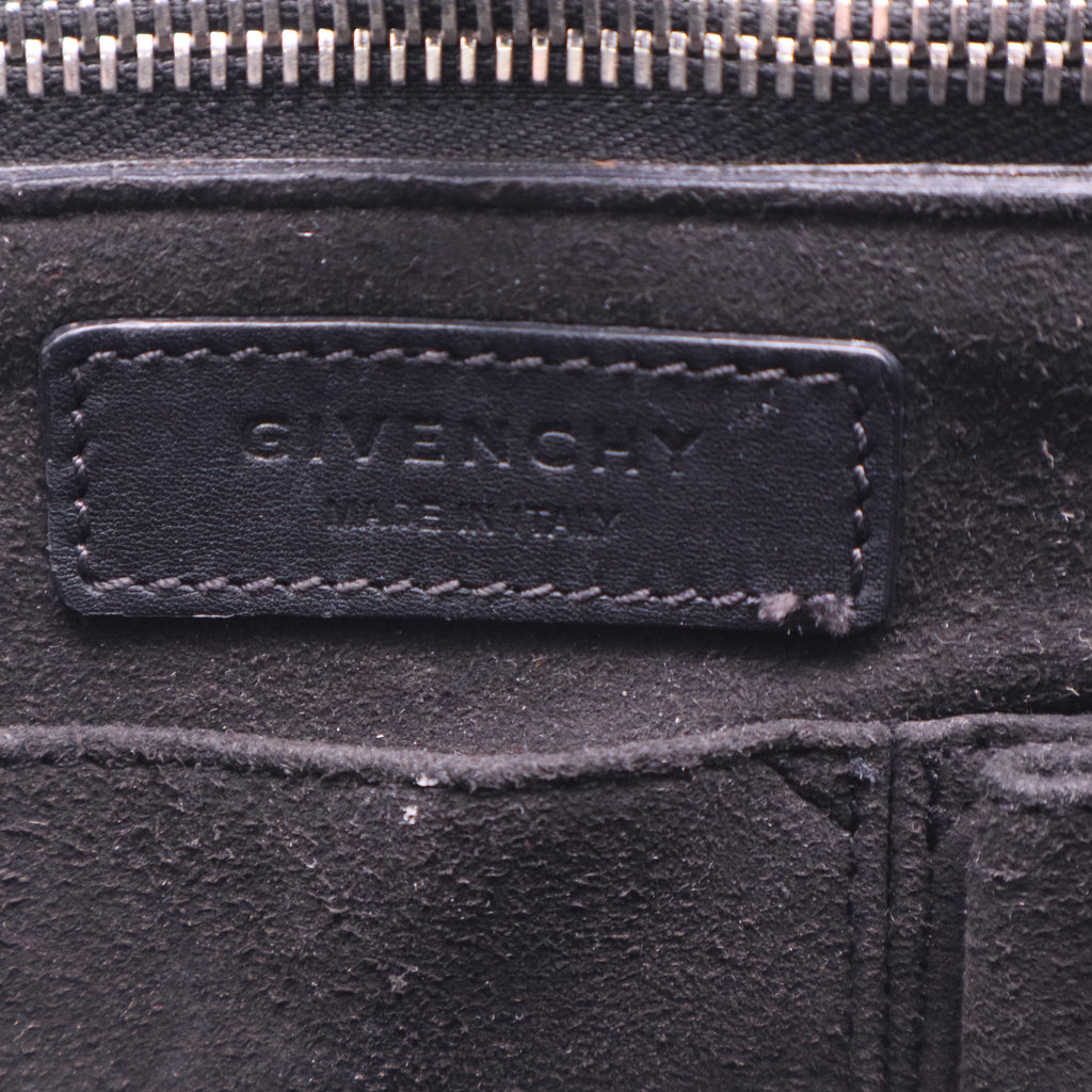 Black Leather Stud Couture Medium Shark Lock Satchel Bag twins