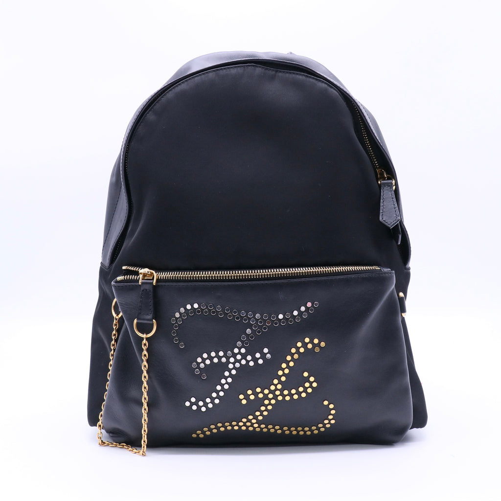 Fendi By The Way Backpack Zucca Embossed Leather twins LDJ4153
