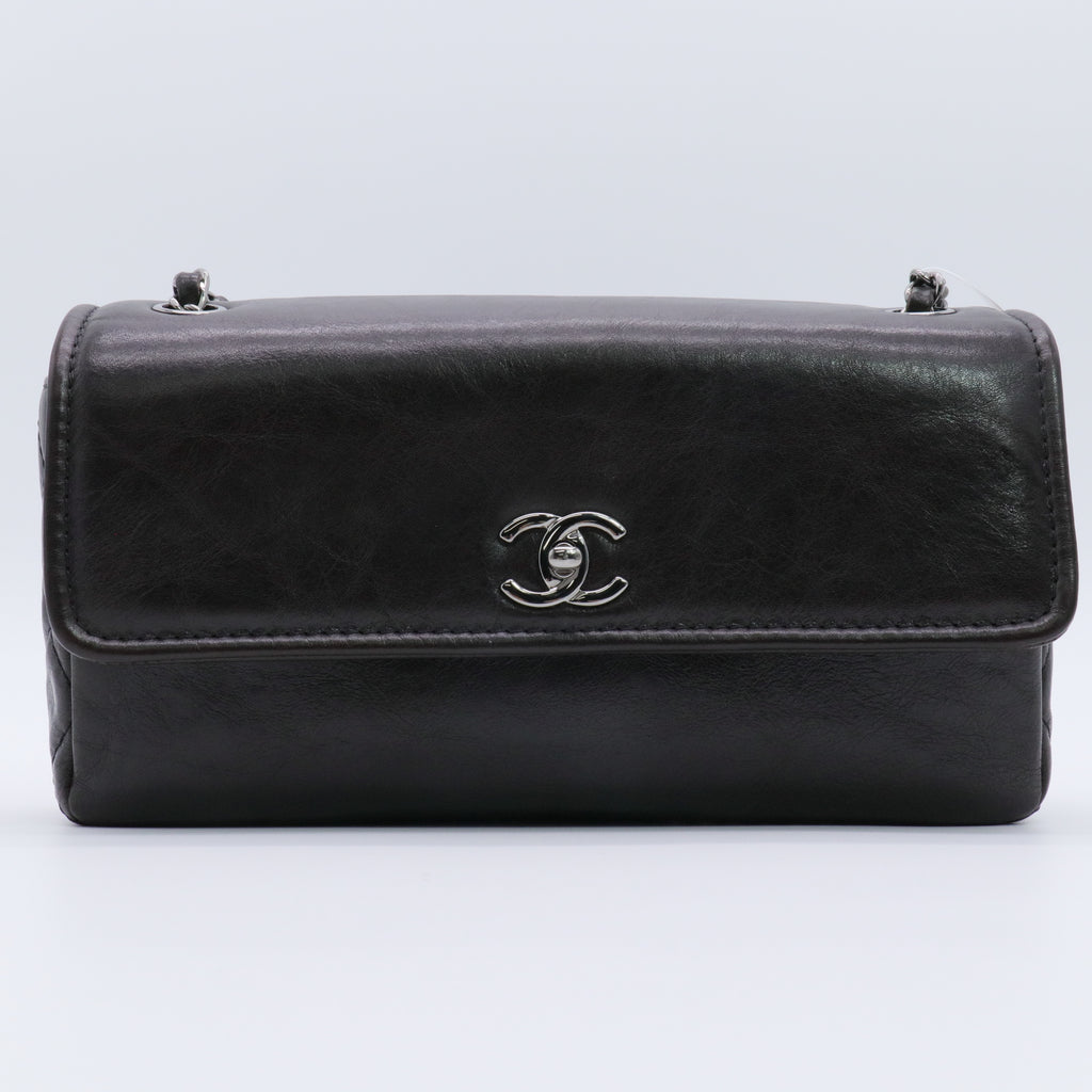 Calfskin Mini Flap Bag Dark Brown