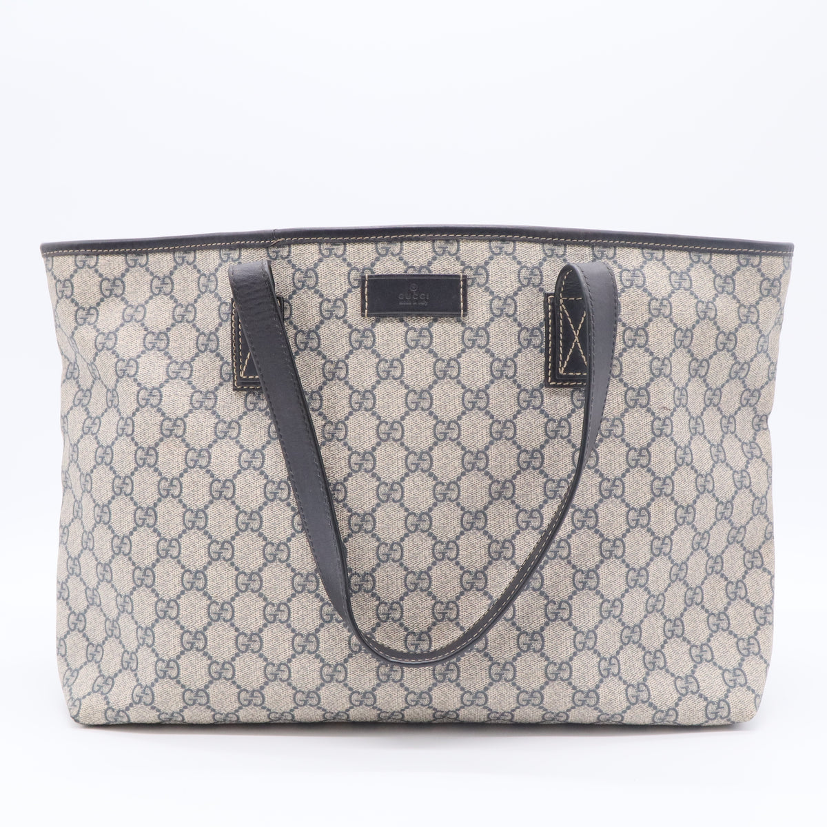 GG Supreme Monogram Large Zippered Shopping Tote Brown