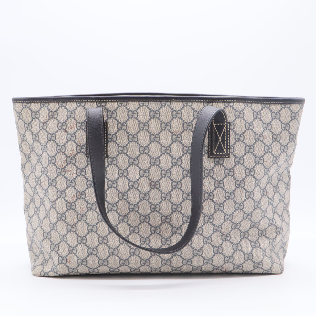 GG Supreme Monogram Large Zippered Shopping Tote Brown