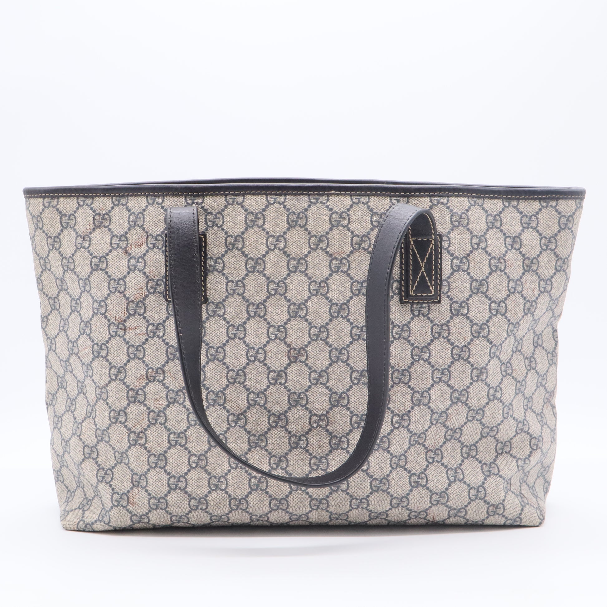 GG Supreme Monogram Large Zippered Shopping Tote Brown