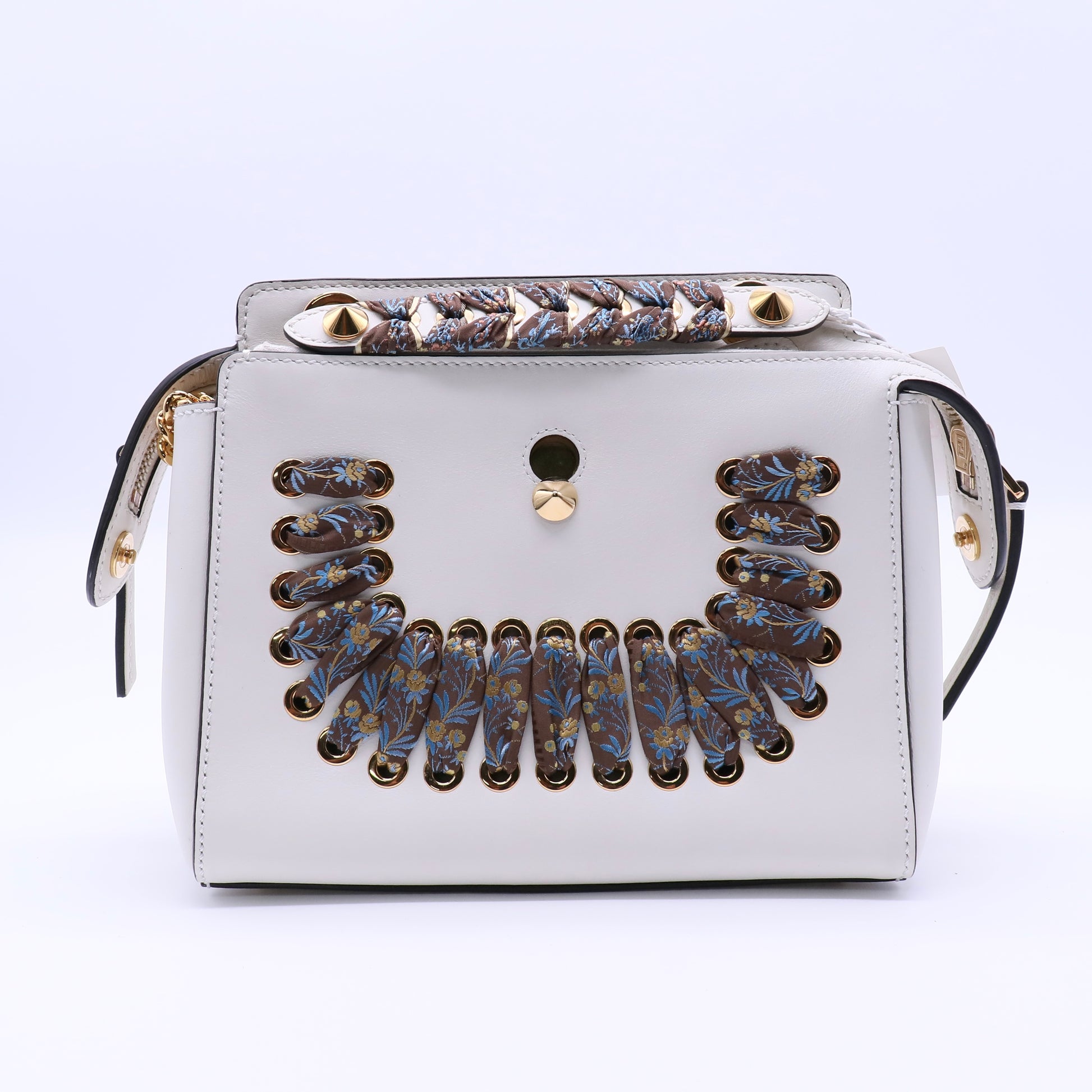 DotCom Click Top Handle Bag Leather with Whipstitch Detail Small Twins LDJ4082
