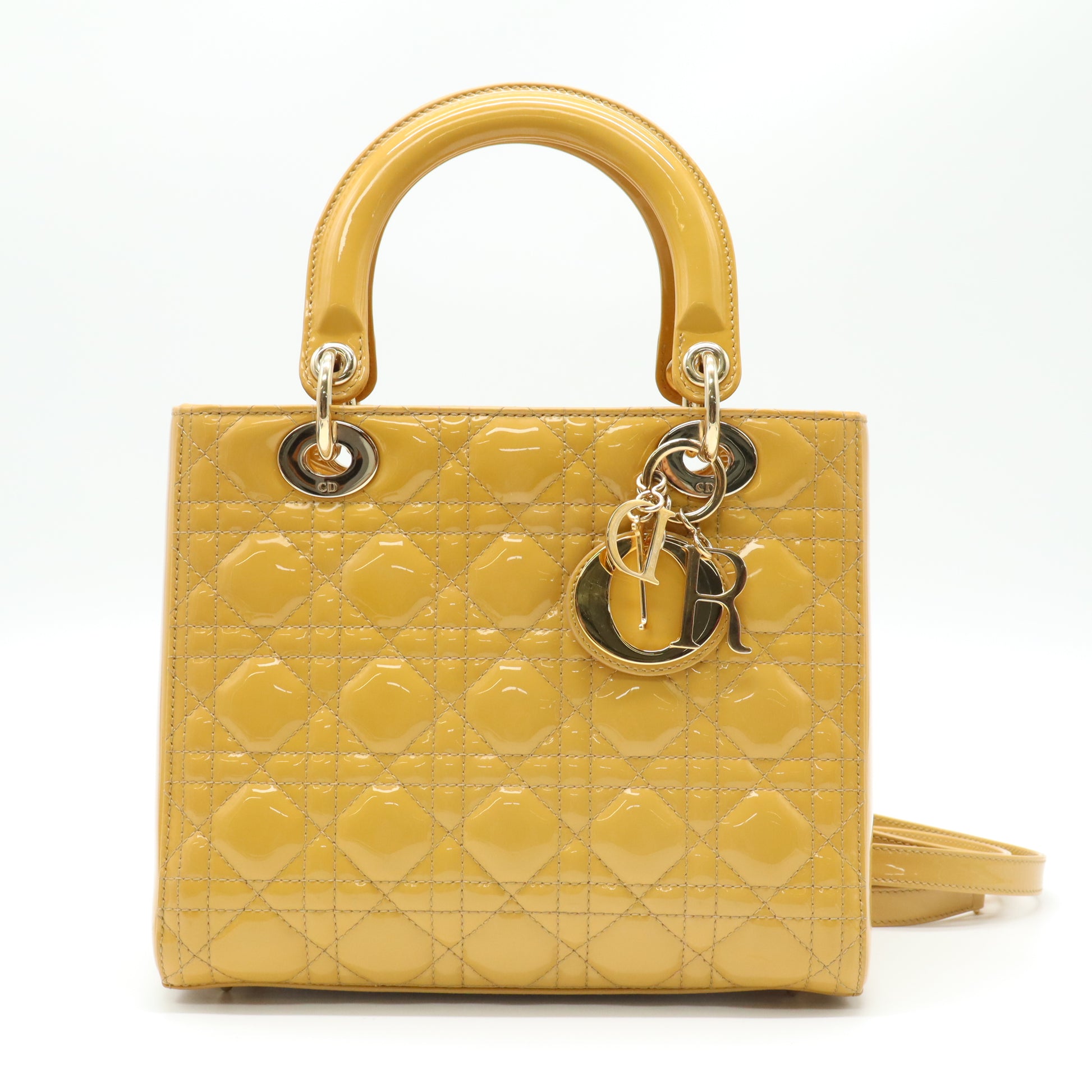 Christian Dior Patent Cannage Medium Lady Dior twins B22205