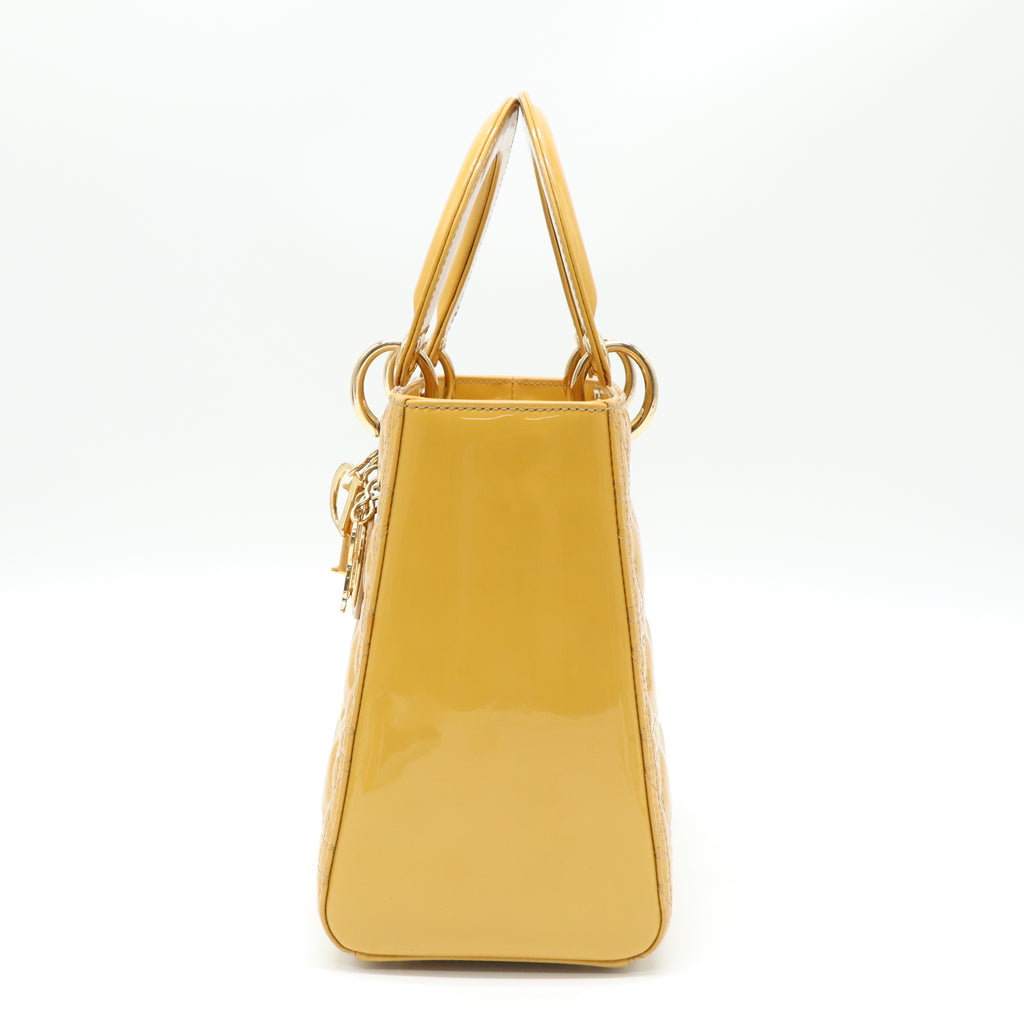 Christian Dior Patent Cannage Medium Lady Dior twins B22205