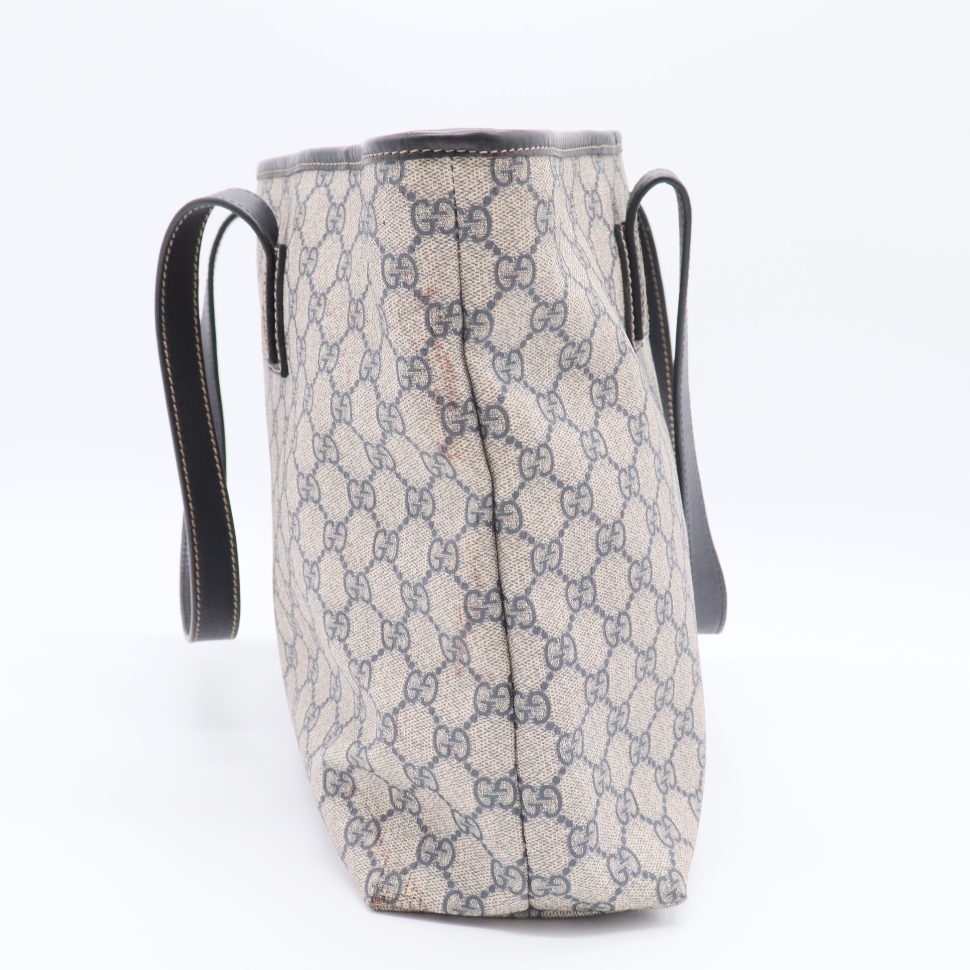 GG Supreme Monogram Large Zippered Shopping Tote Brown