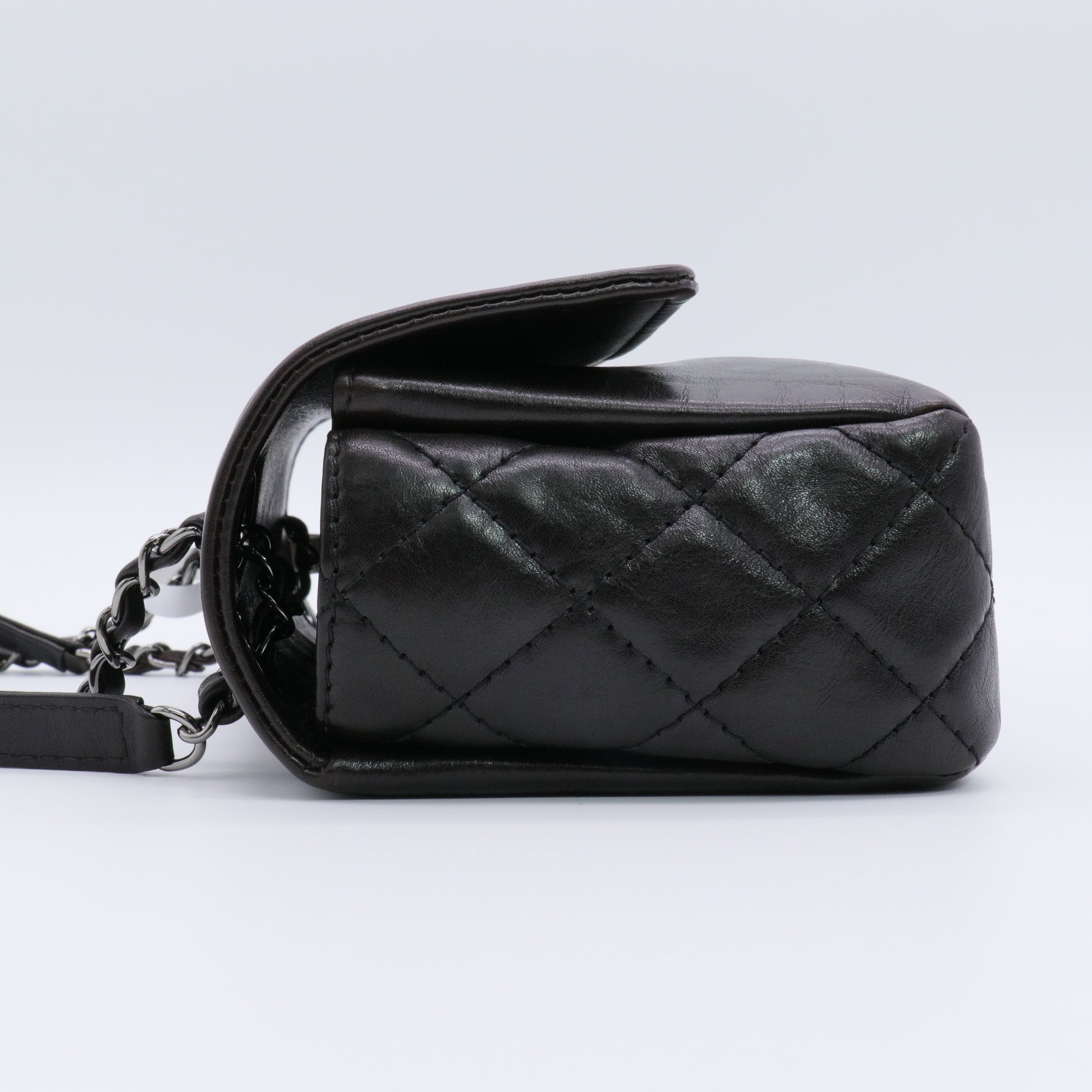 Calfskin Mini Flap Bag Dark Brown