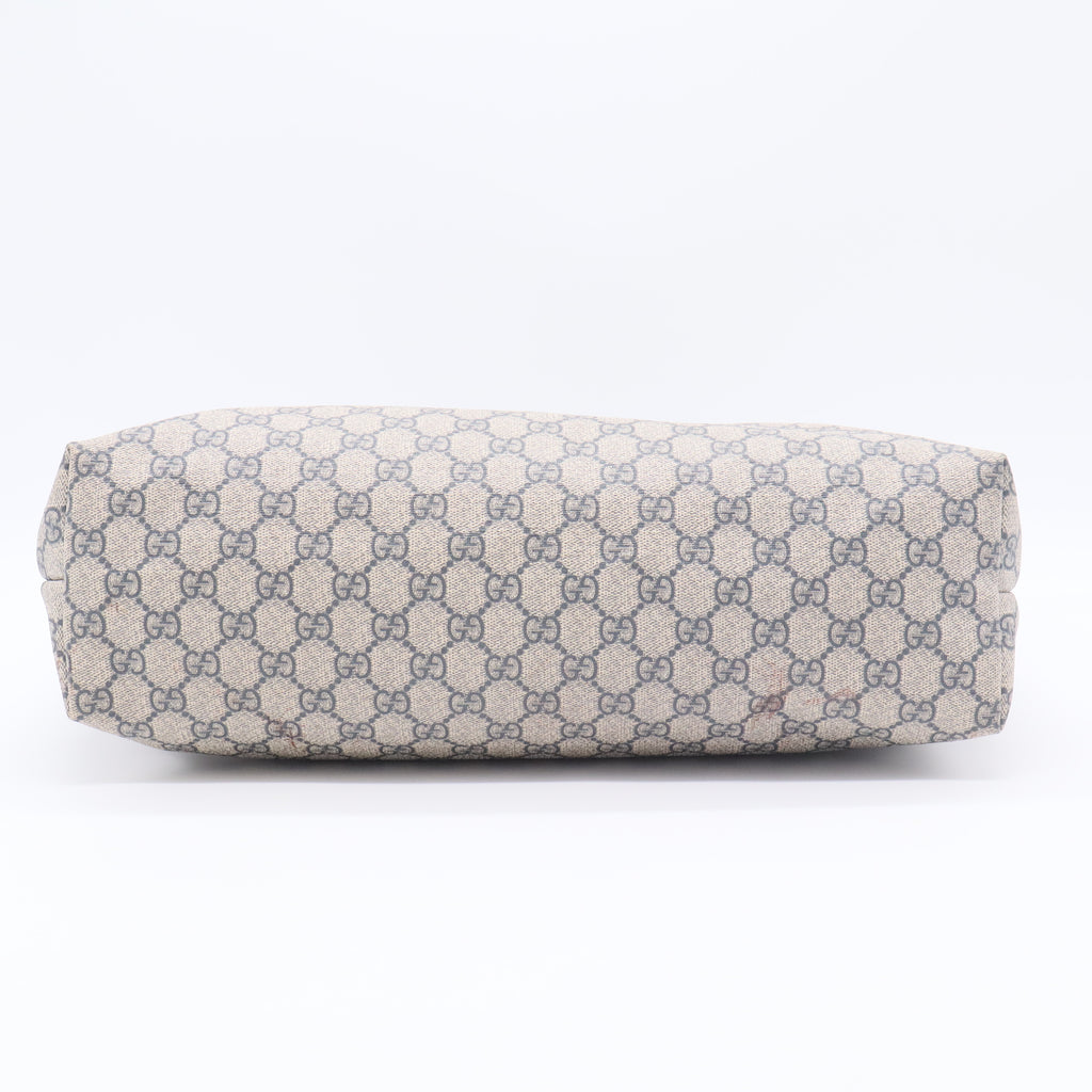 GG Supreme Monogram Large Zippered Shopping Tote Brown