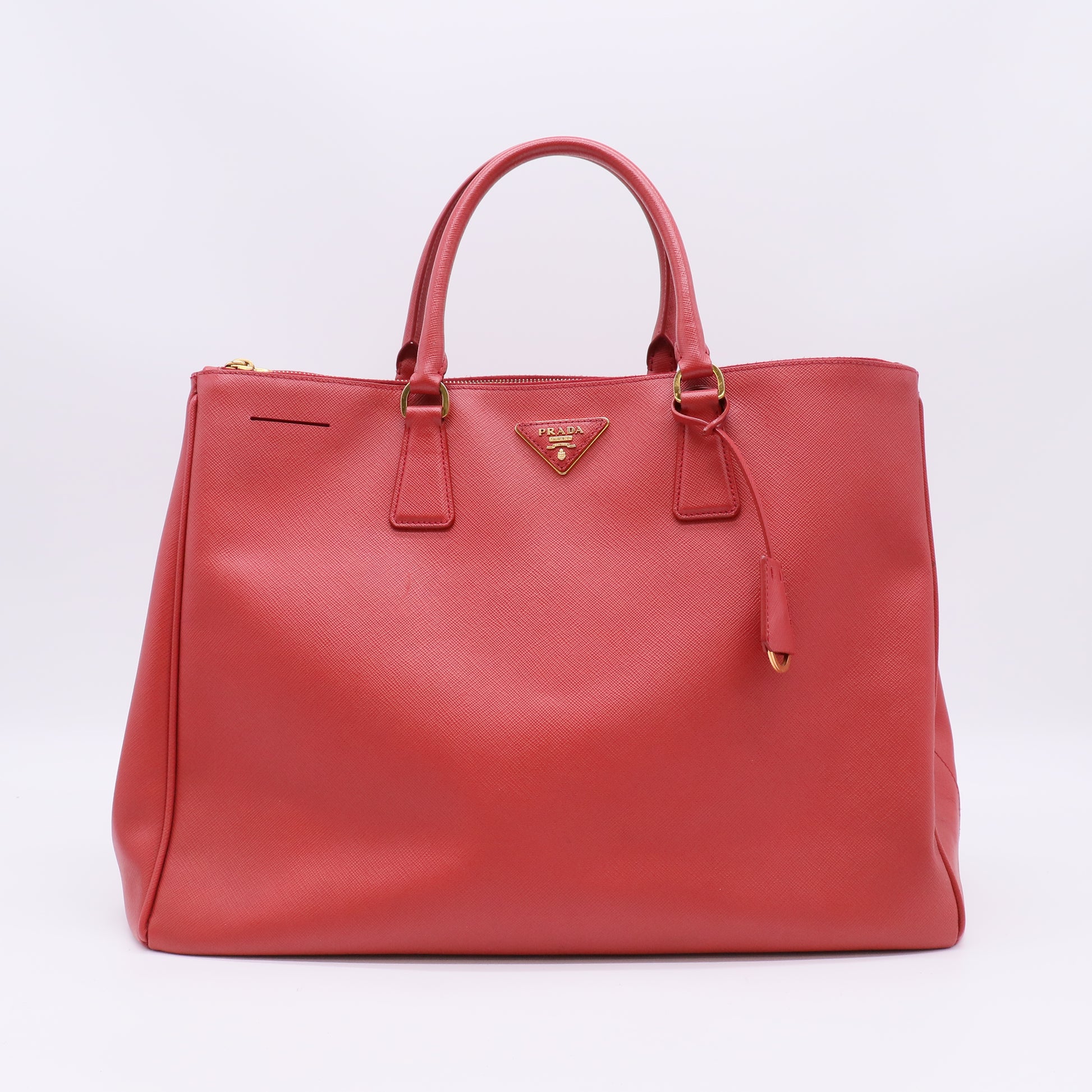 Prada Peonia Saffiano Lux Leather Double Zip Large Tote Bag twins B23201