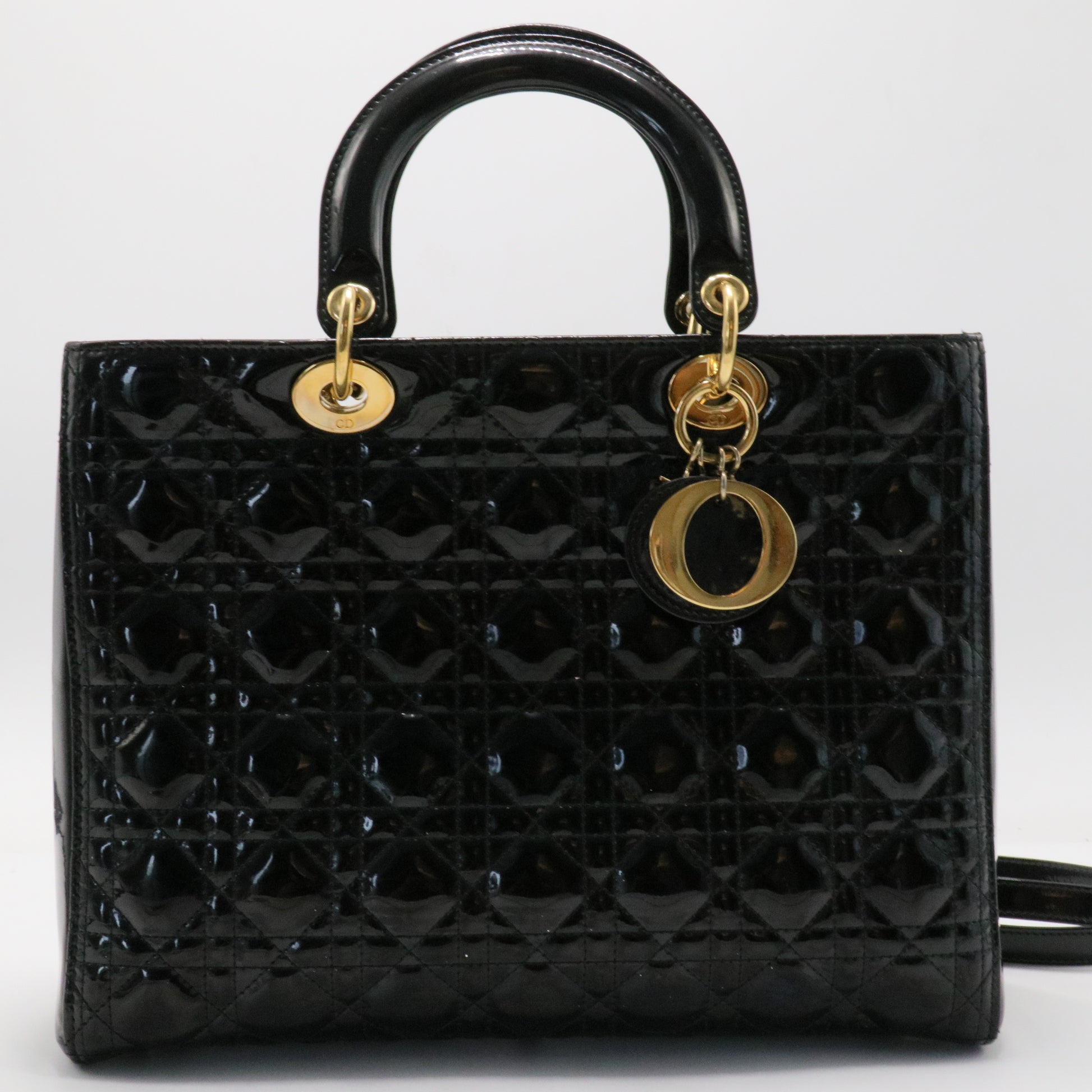 Vintage Lady Dior Bag Cannage Quilt Patent Large