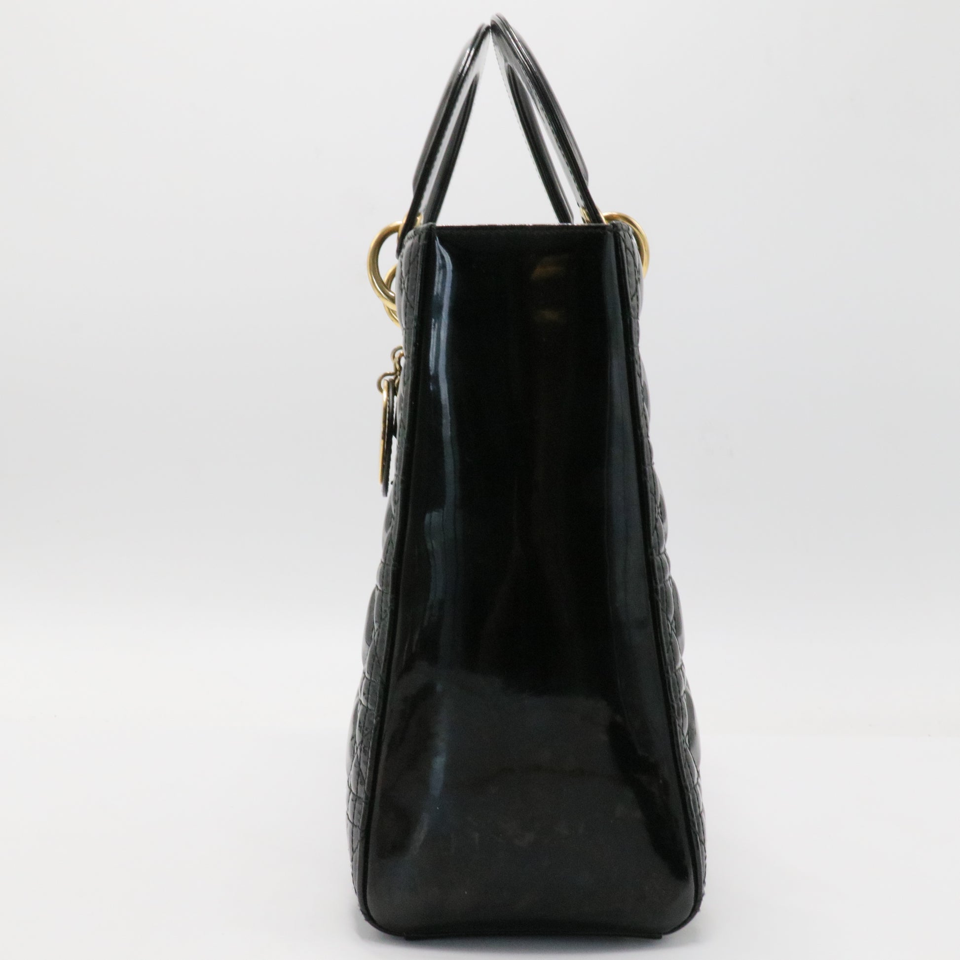 Vintage Lady Dior Bag Cannage Quilt Patent Large