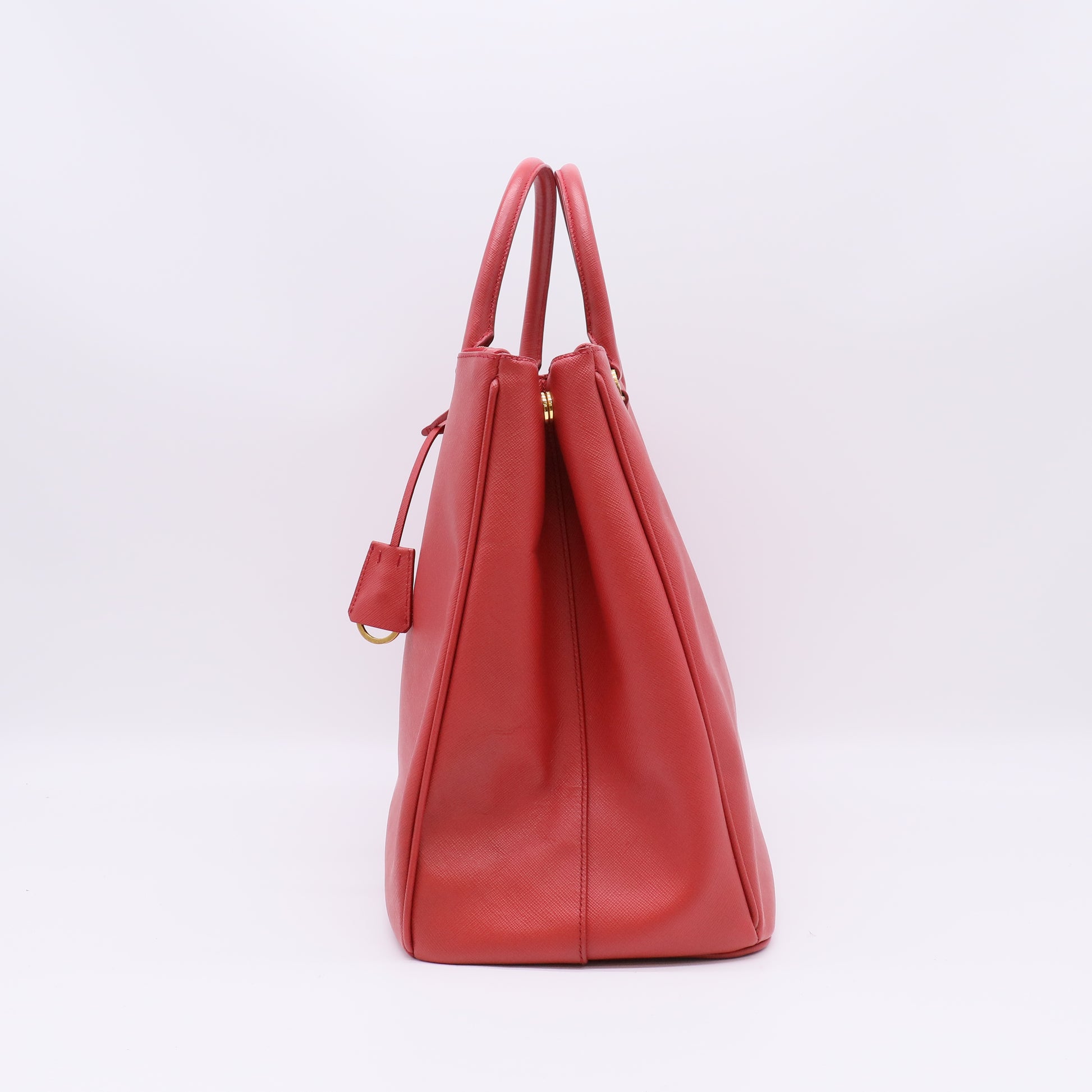 Prada Peonia Saffiano Lux Leather Double Zip Large Tote Bag twins B23201