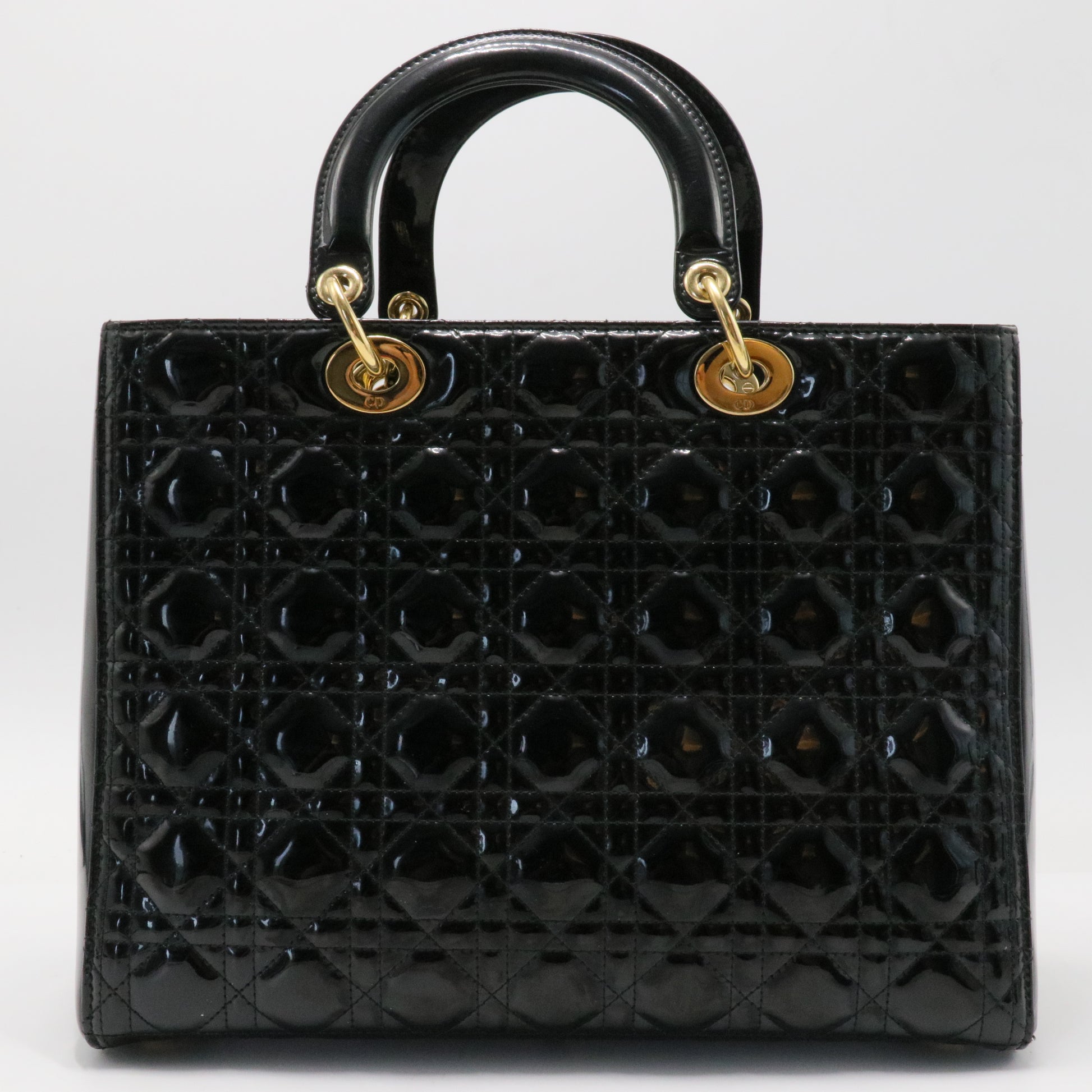 Vintage Lady Dior Bag Cannage Quilt Patent Large