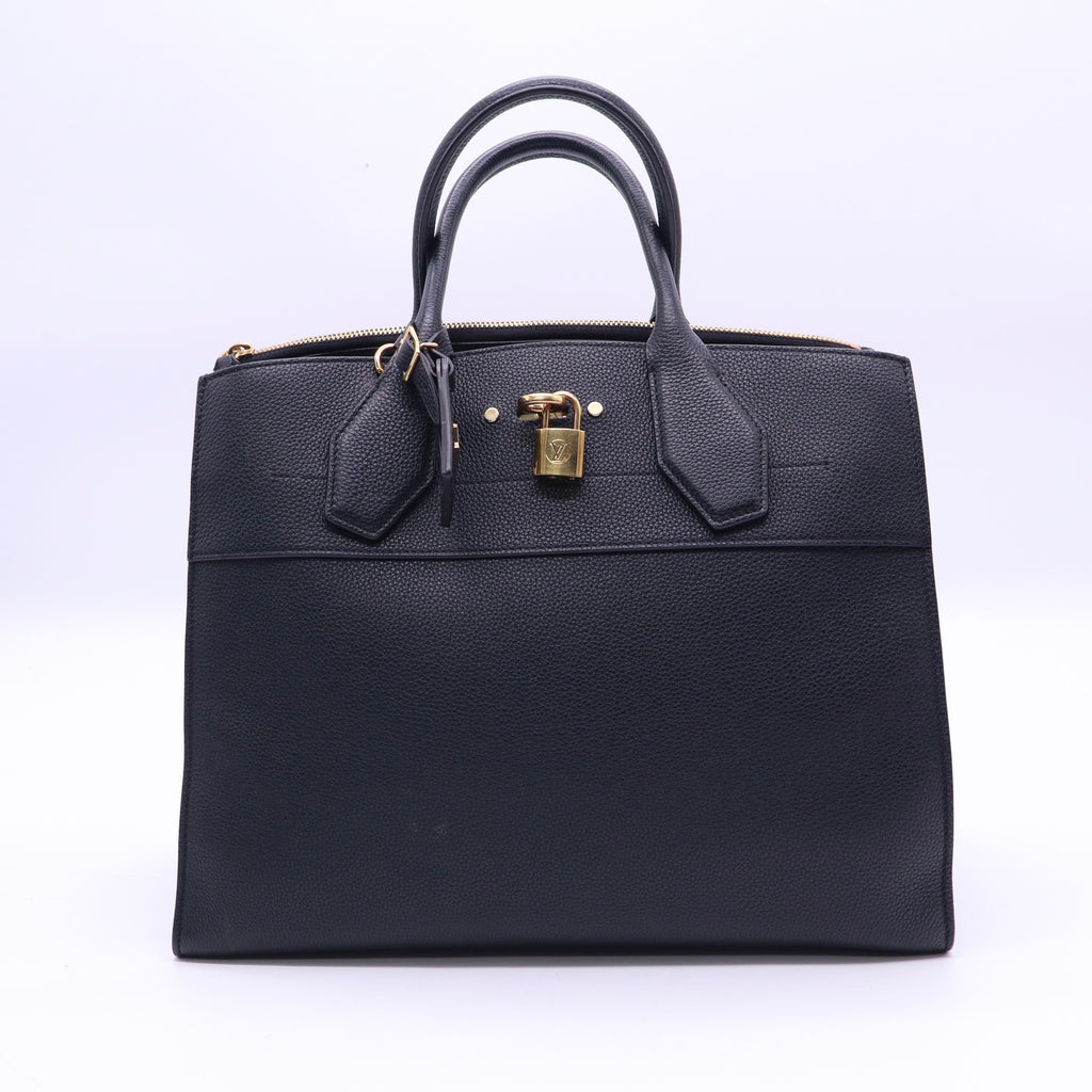 Black Leather City Steamer MM Bag Twins LDJ3636