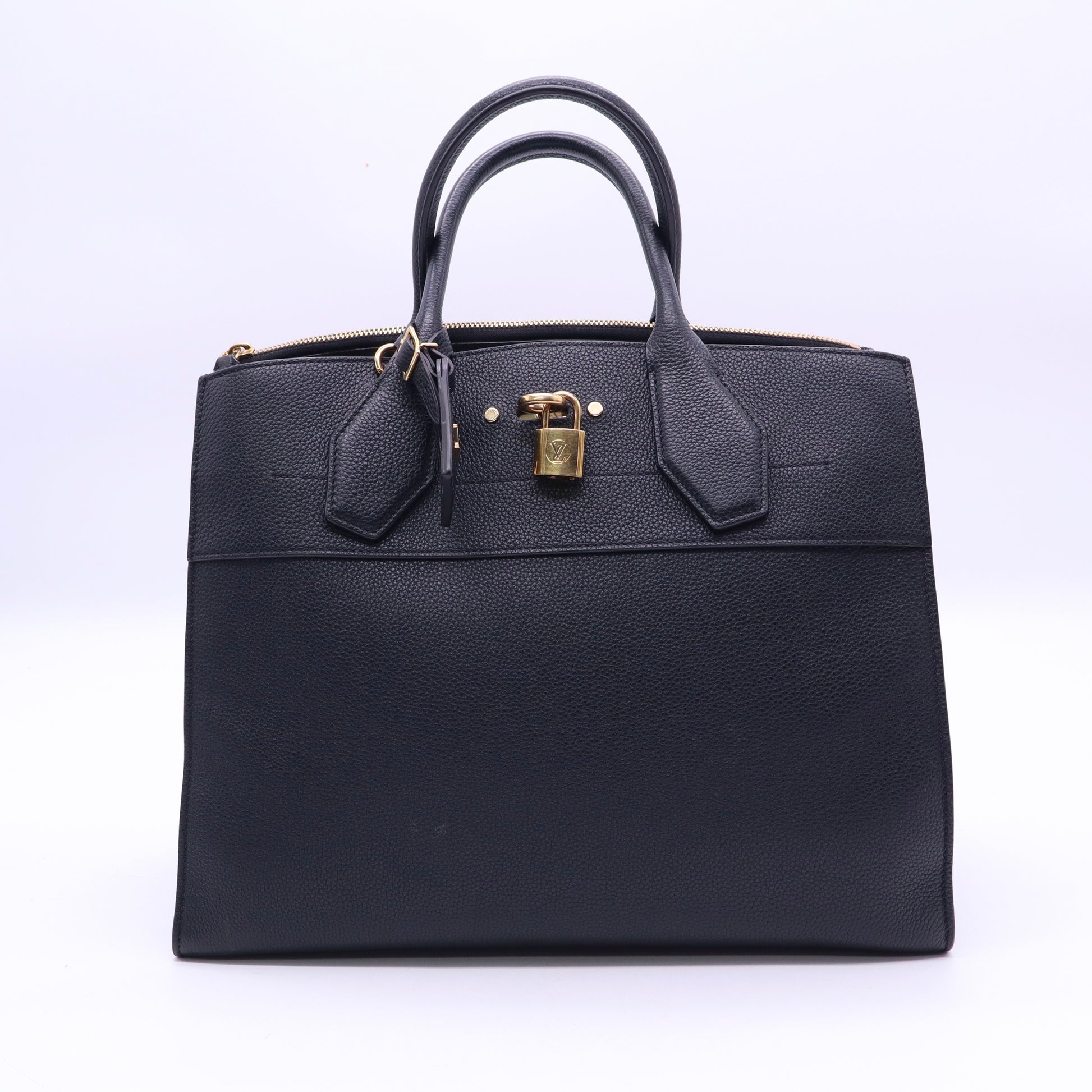 Black Leather City Steamer MM Bag Twins LDJ3636