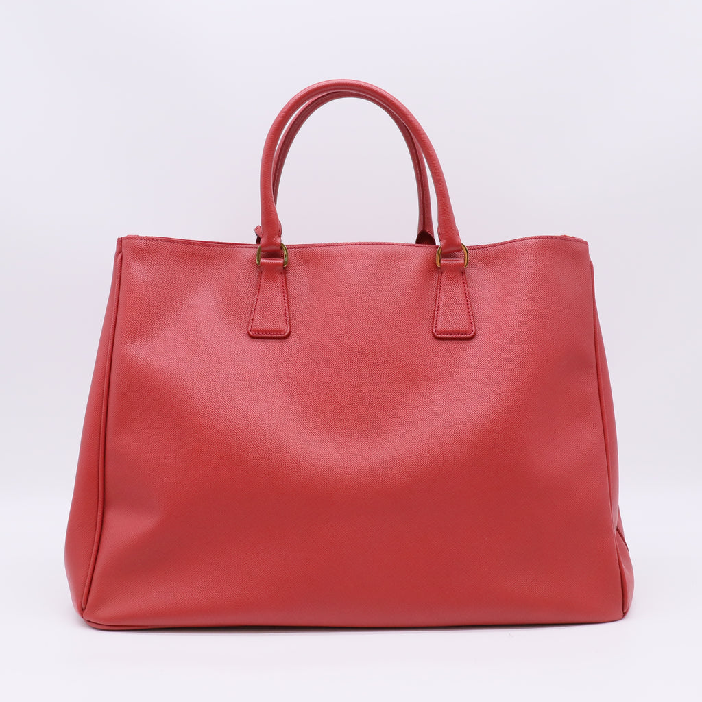 Prada Peonia Saffiano Lux Leather Double Zip Large Tote Bag twins B23201