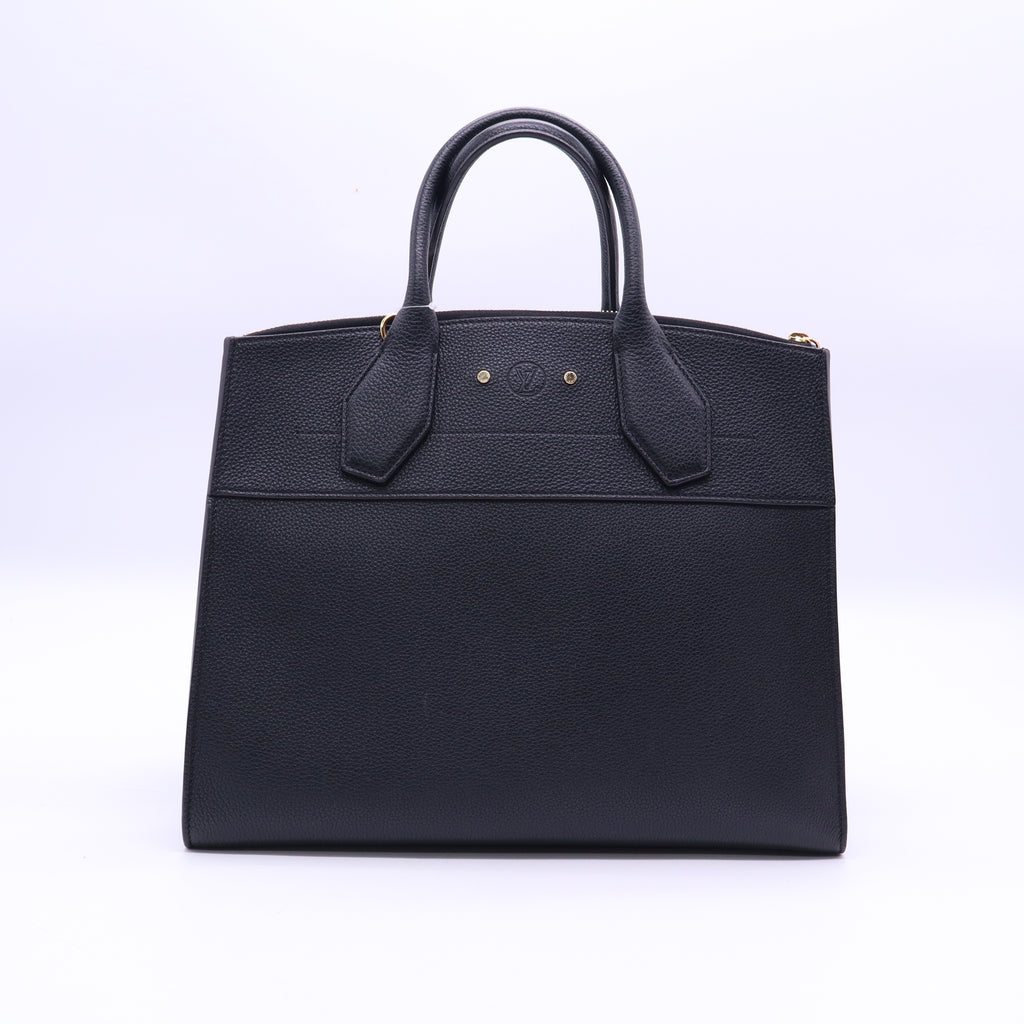 Black Leather City Steamer MM Bag Twins LDJ3636