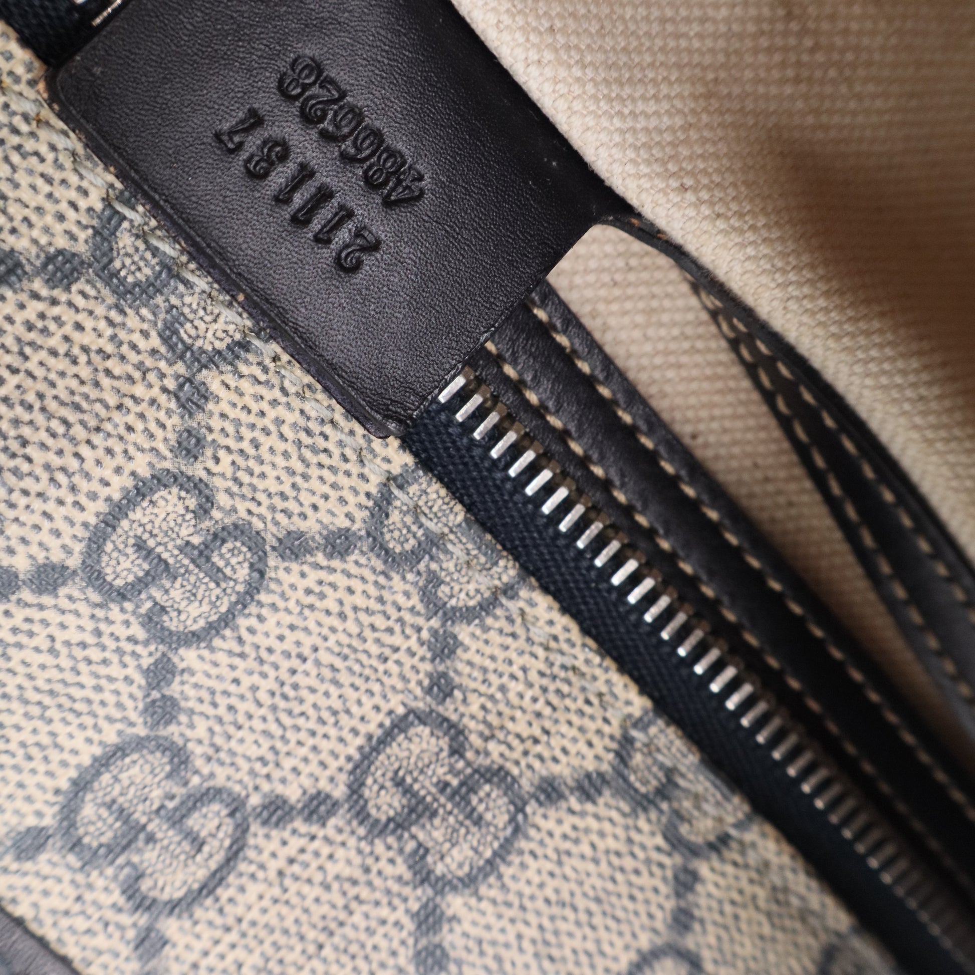 GG Supreme Monogram Large Zippered Shopping Tote Brown