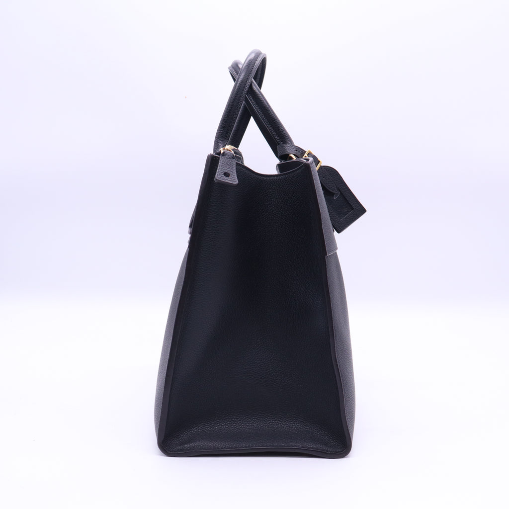 Black Leather City Steamer MM Bag Twins LDJ3636
