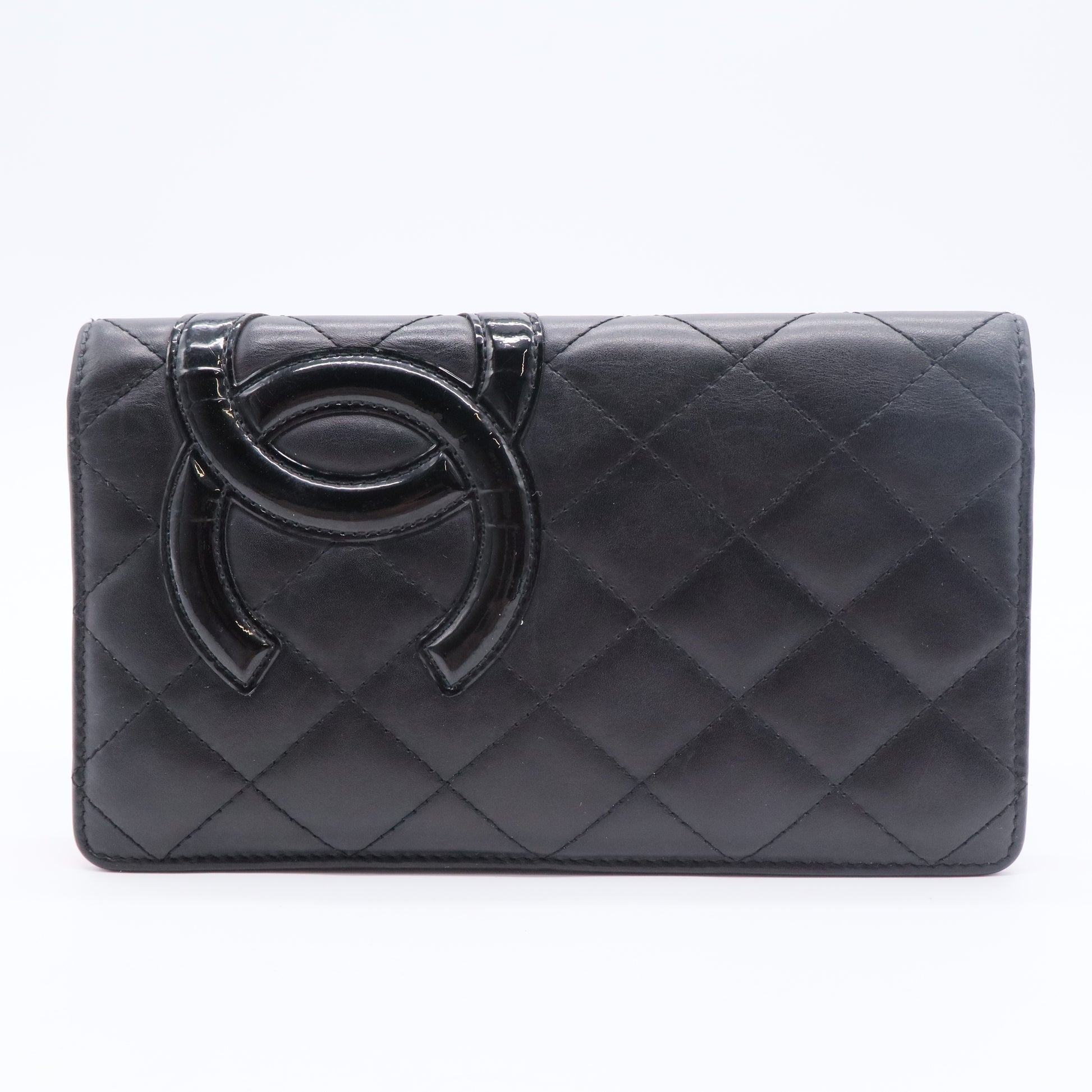 Cambon Line Black Leather Long Wallet
