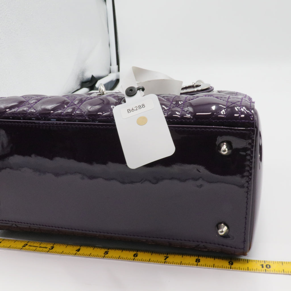 Lady Dior Bag Cannage Quilt Metallic Patent Medium