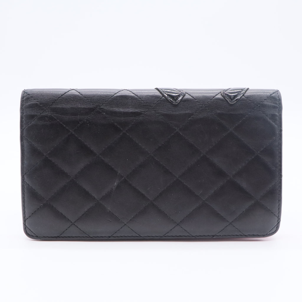 Cambon Line Black Leather Long Wallet