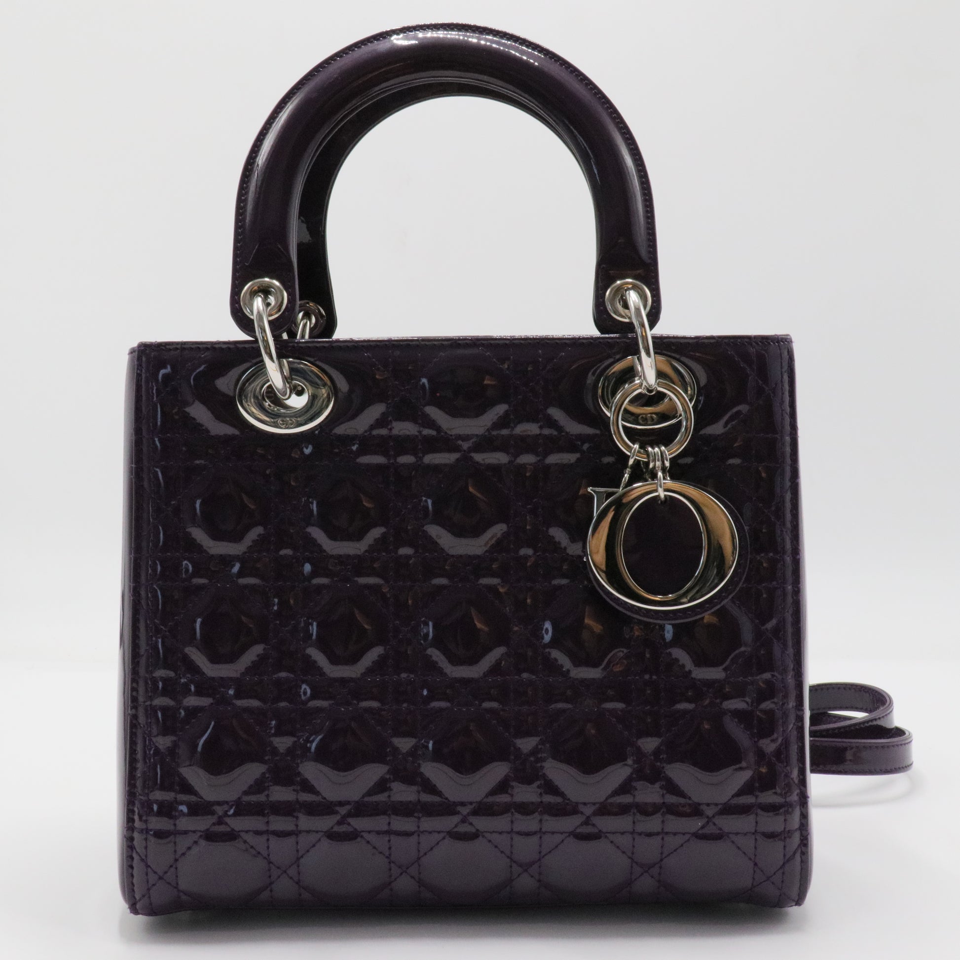 Lady Dior Bag Cannage Quilt Metallic Patent Medium