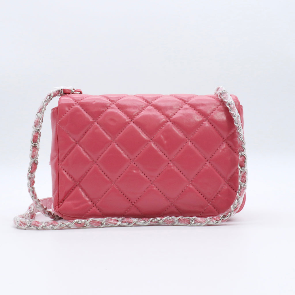 Lambskin Quilted Mini Square Flap Pink twins