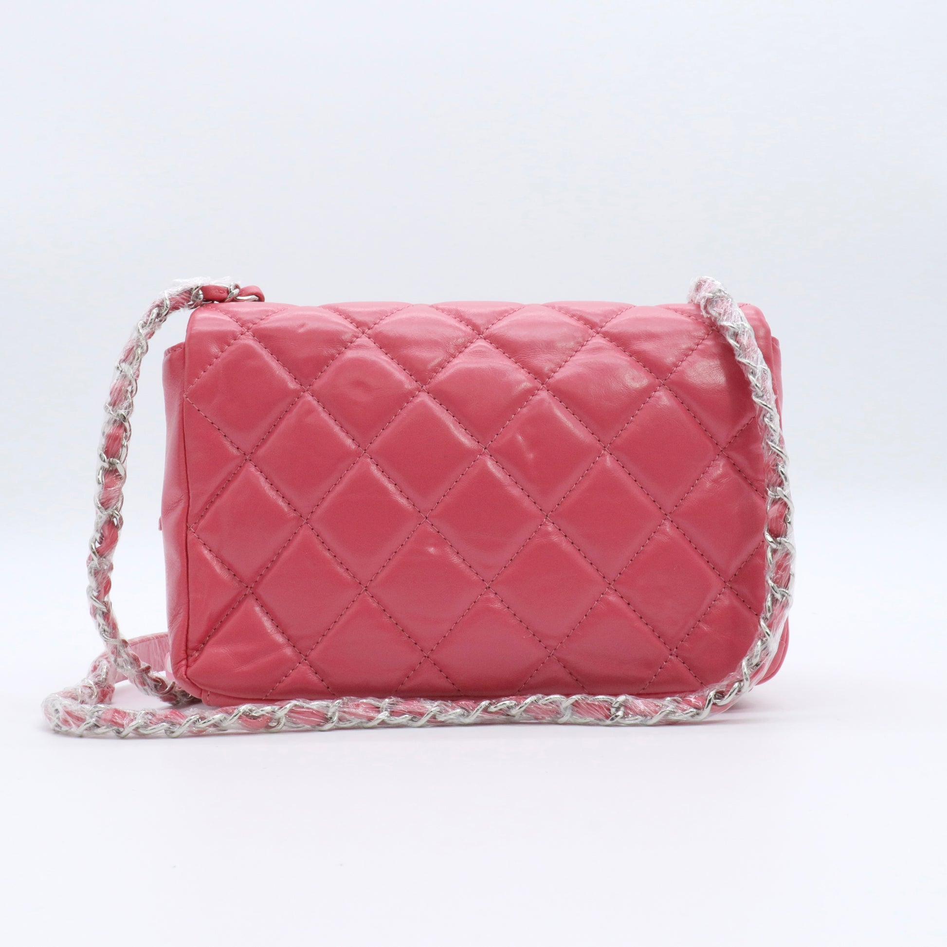 Lambskin Quilted Mini Square Flap Pink twins