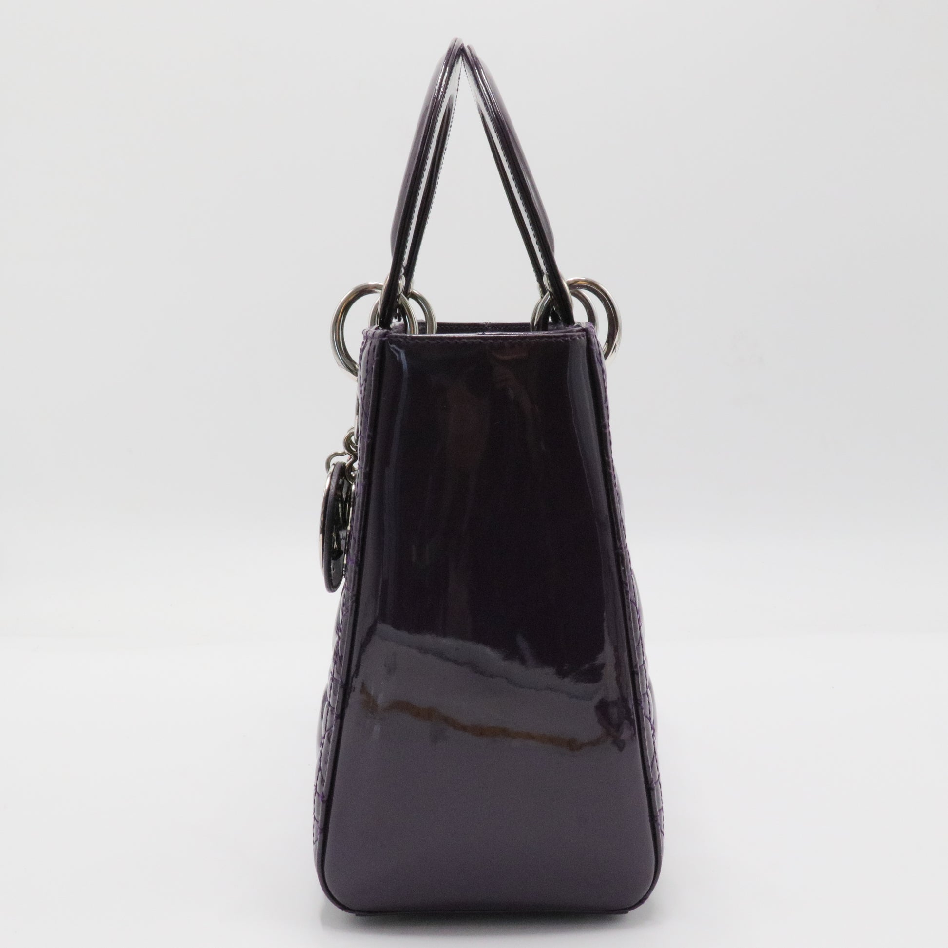 Lady Dior Bag Cannage Quilt Metallic Patent Medium