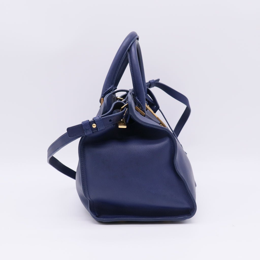 Saint Laurent Calfskin Medium Classic Y Cabas Navy twins B23178