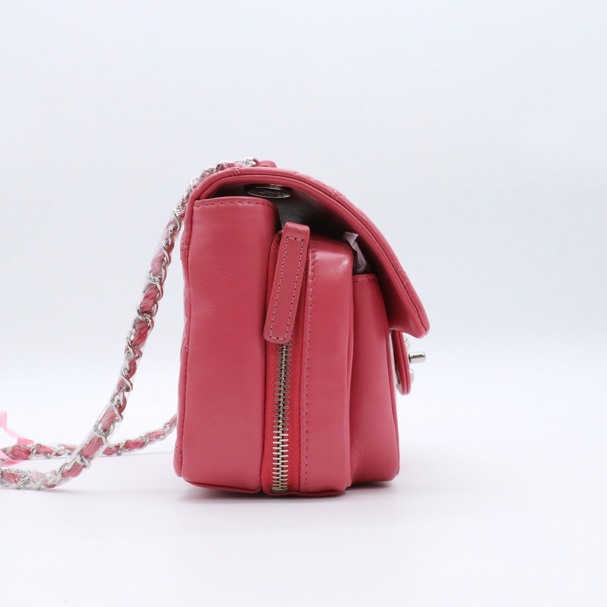 Lambskin Quilted Mini Square Flap Pink twins