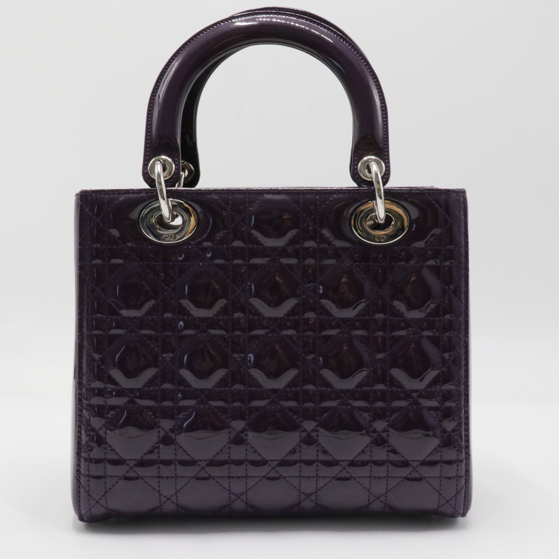 Lady Dior Bag Cannage Quilt Metallic Patent Medium