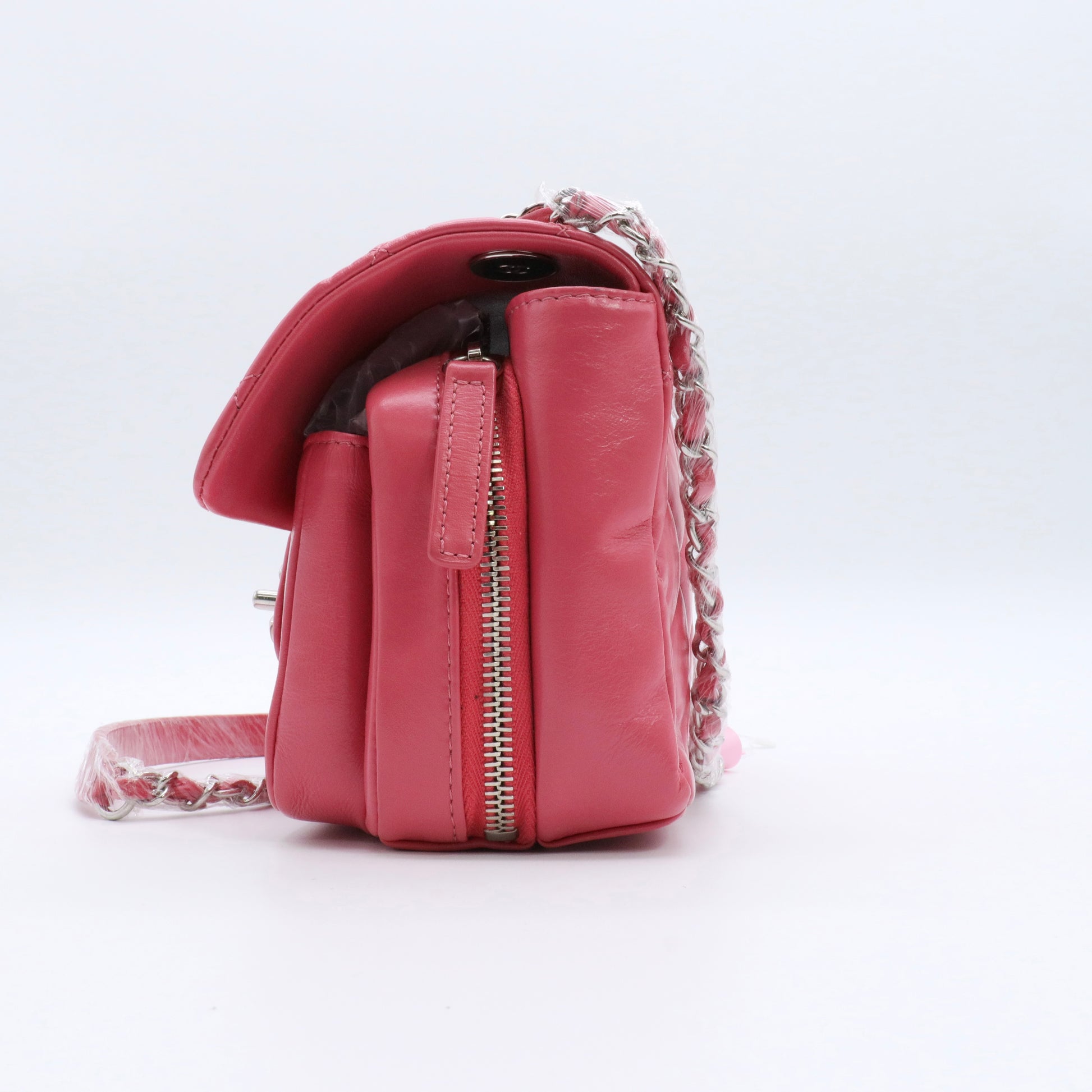 Lambskin Quilted Mini Square Flap Pink twins