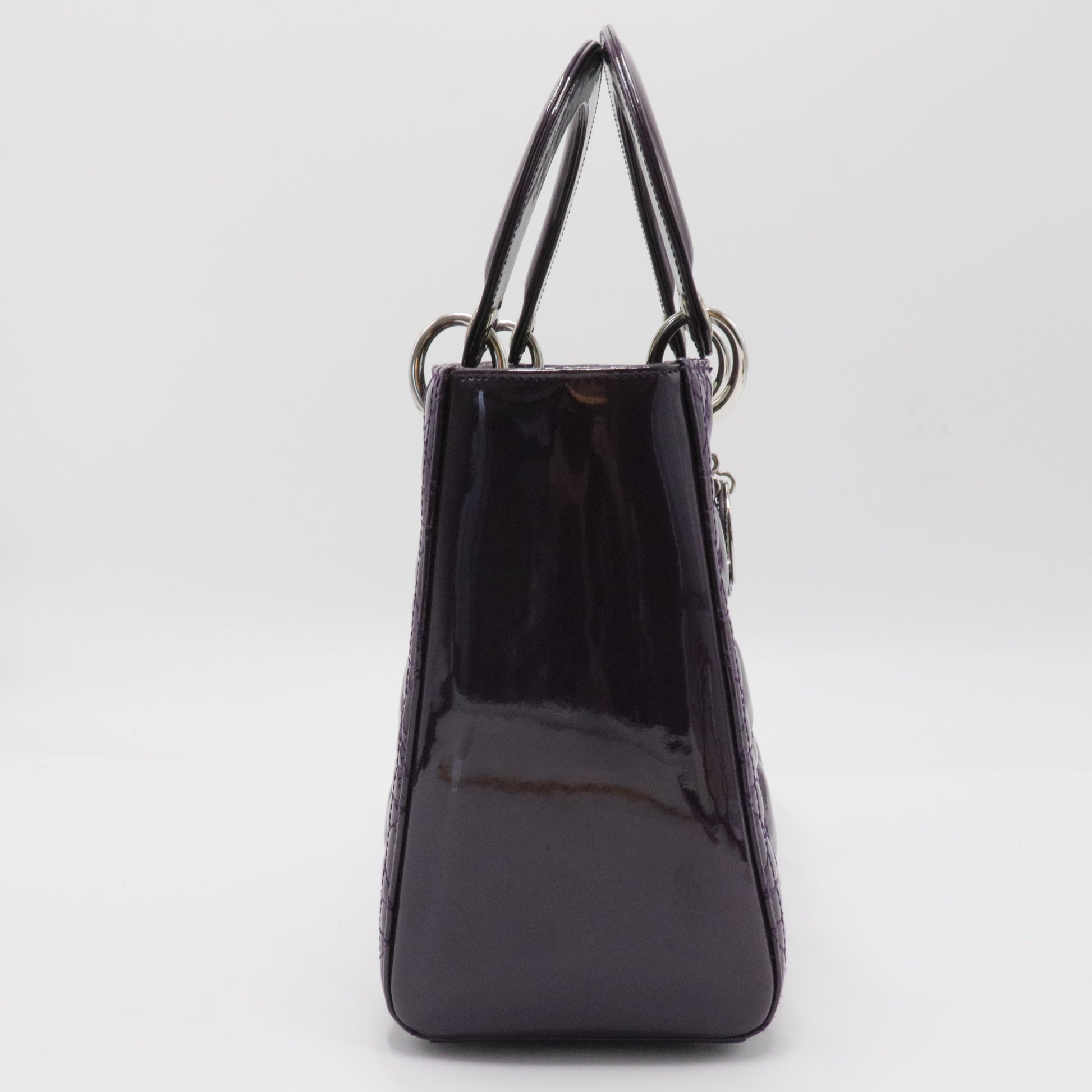 Lady Dior Bag Cannage Quilt Metallic Patent Medium