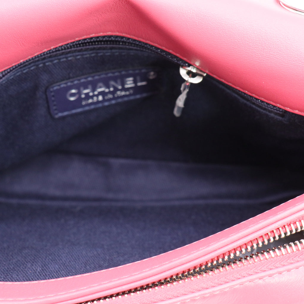 Lambskin Quilted Mini Square Flap Pink twins