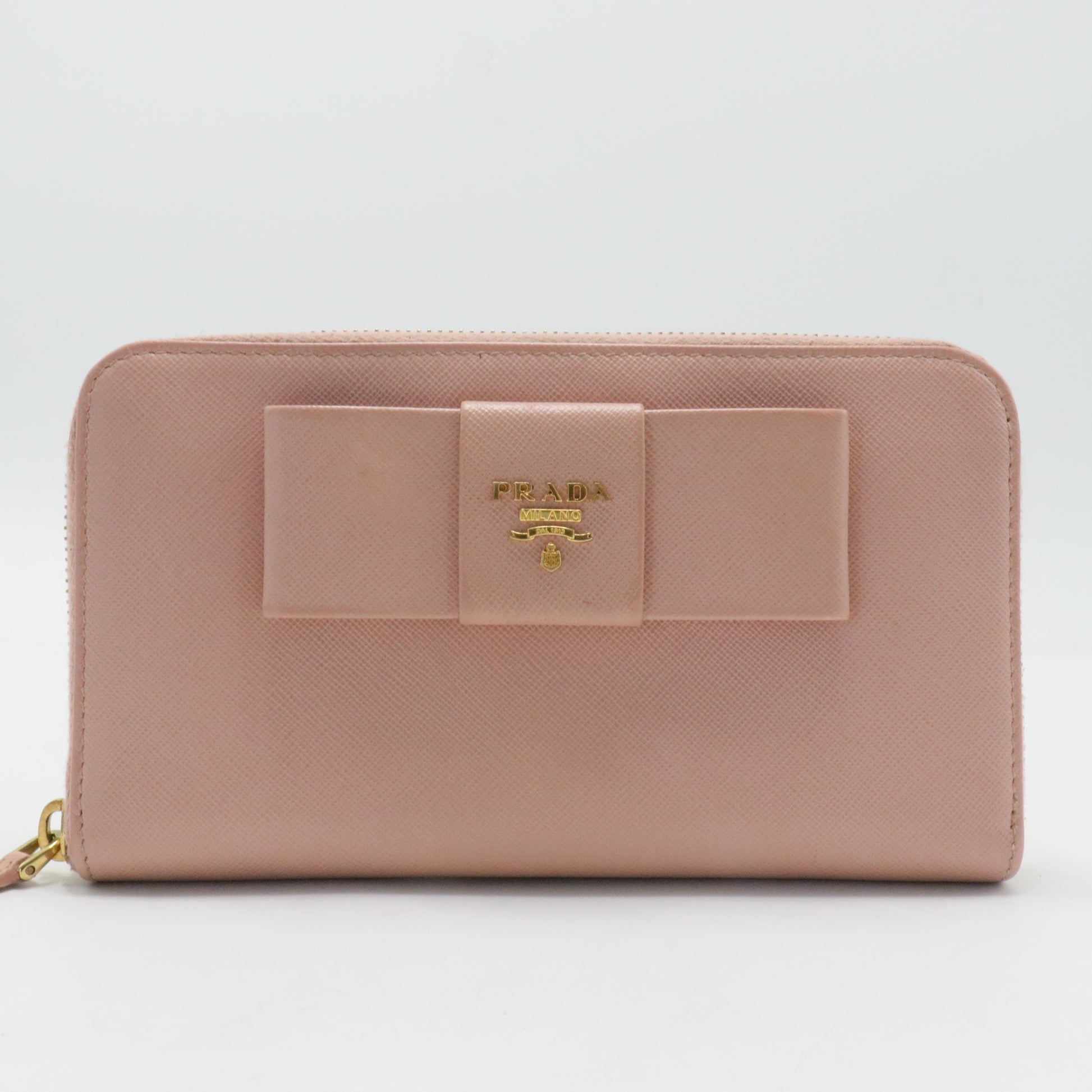Saffiano Vernice Fiocco Bow Zip Around Wallet Orchidea