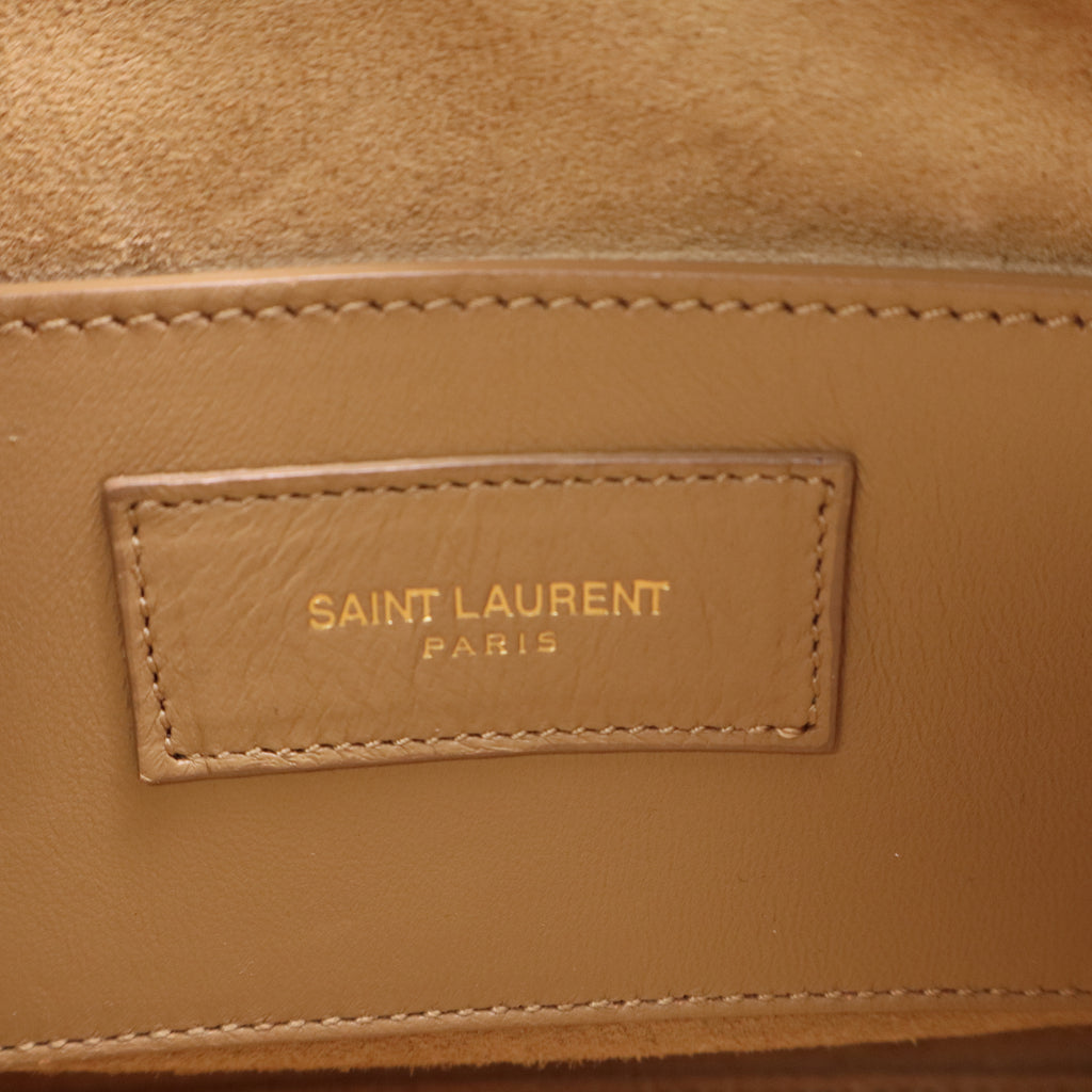 Saint Laurent Metallic Gold Calfskin Leather Classic Baby Duffle Bag twins