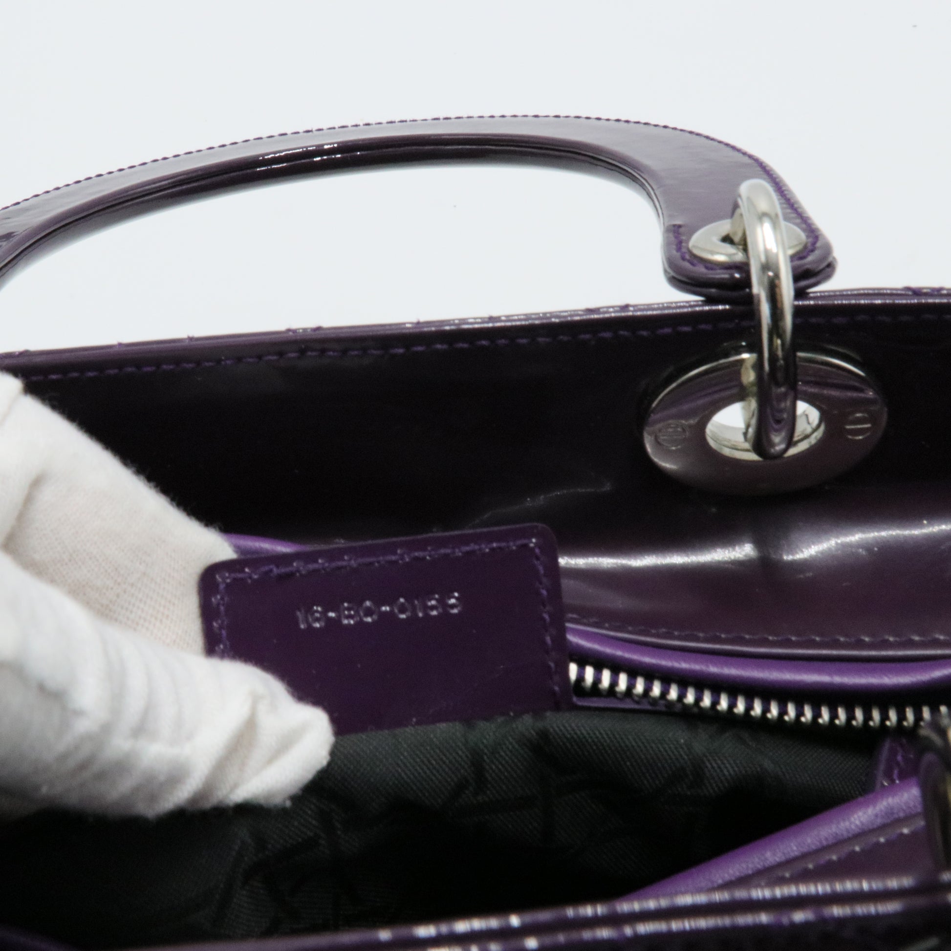 Lady Dior Bag Cannage Quilt Metallic Patent Medium