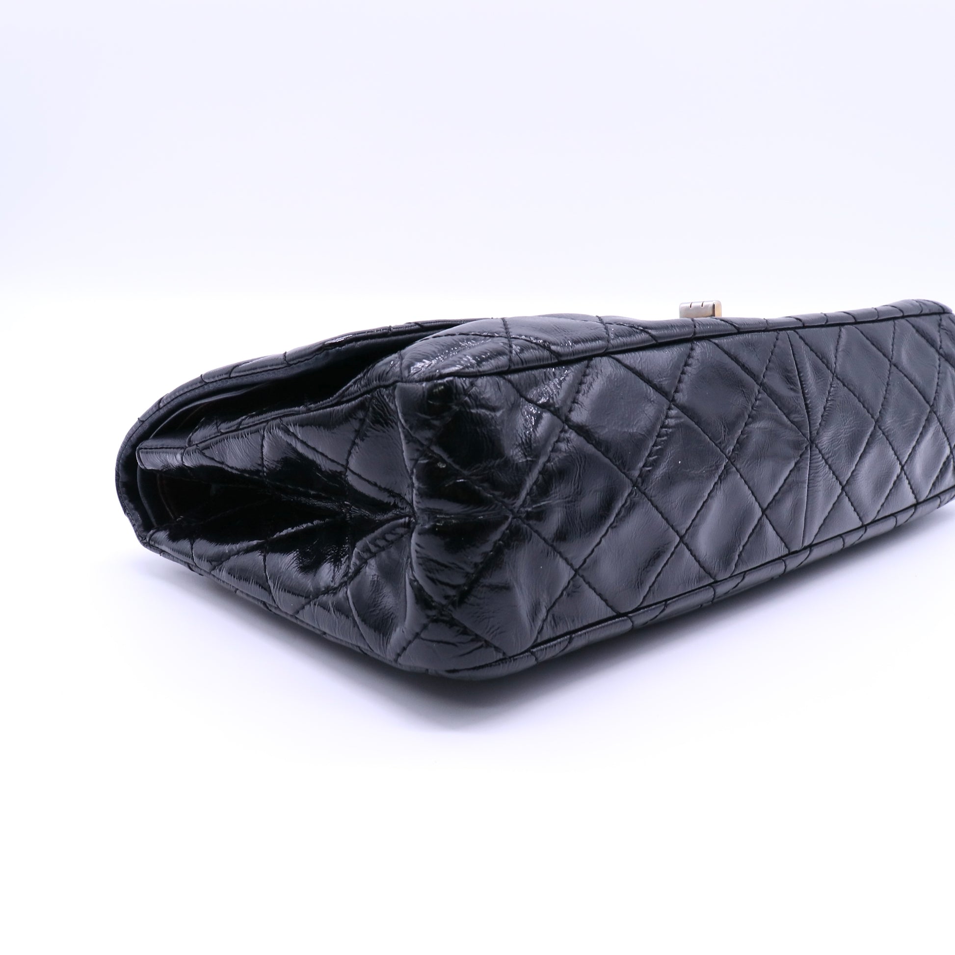 Chanel Black 2.55 Reissue Quilted Patent Leather Classic 228 Maxi Flap Bag twins LDJ4107
