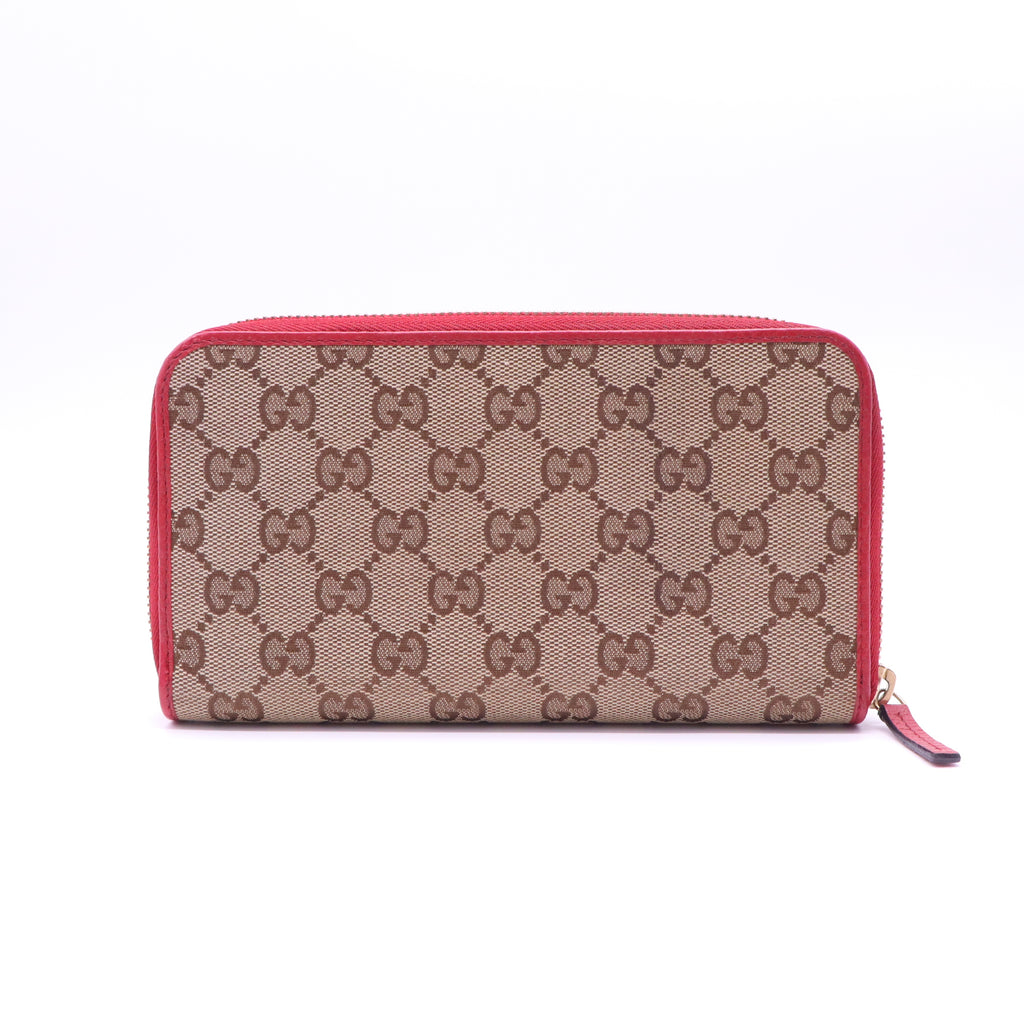 Monogram Dollar Calfskin Zip Around Wallet Beige Ebony Rosso W21499