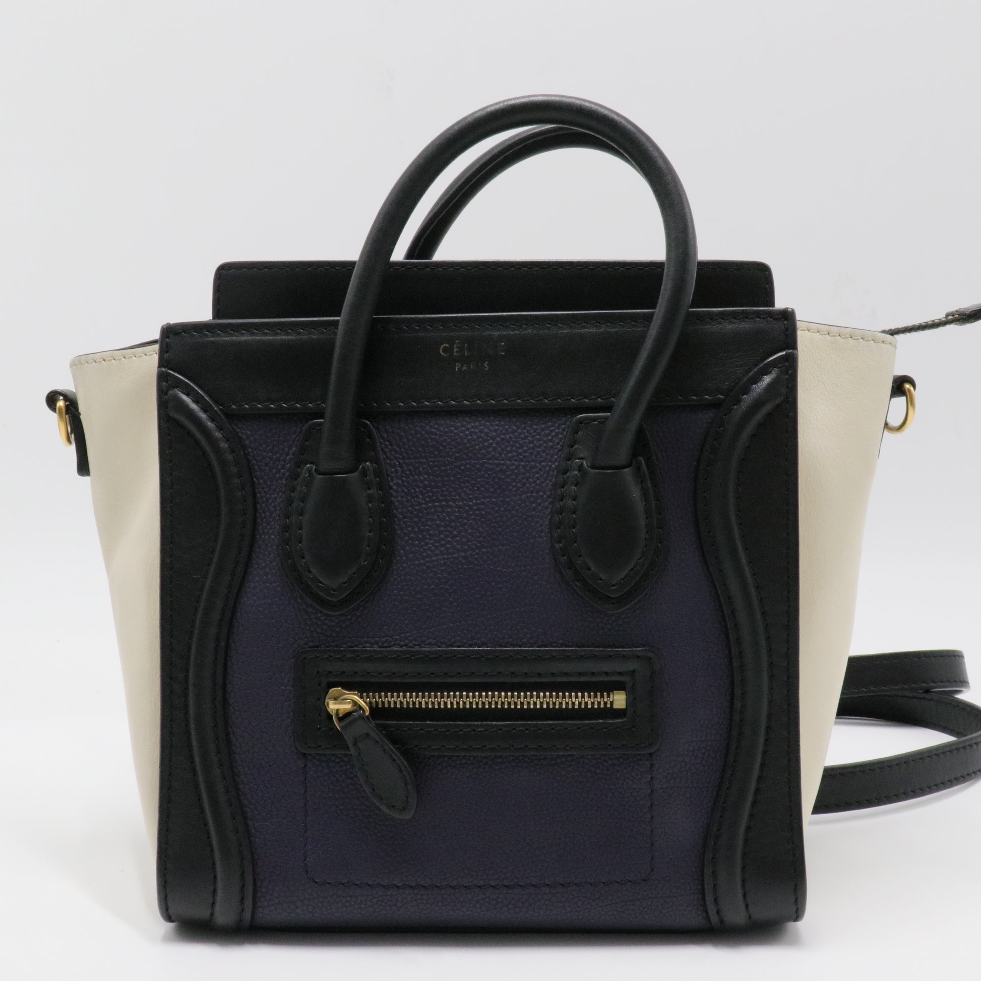 Bicolor Luggage Bag Canvas and Leather Mini