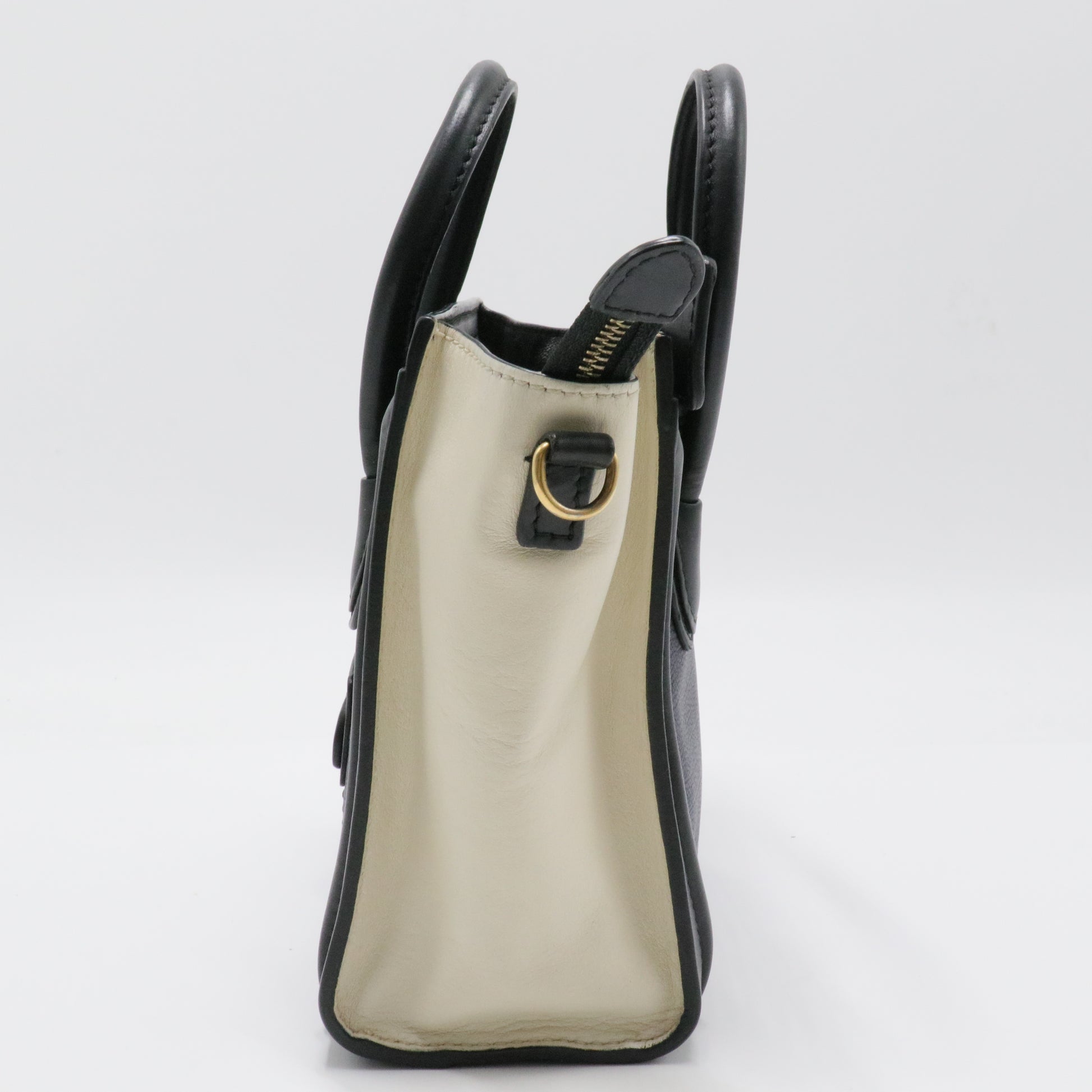 Bicolor Luggage Bag Canvas and Leather Mini