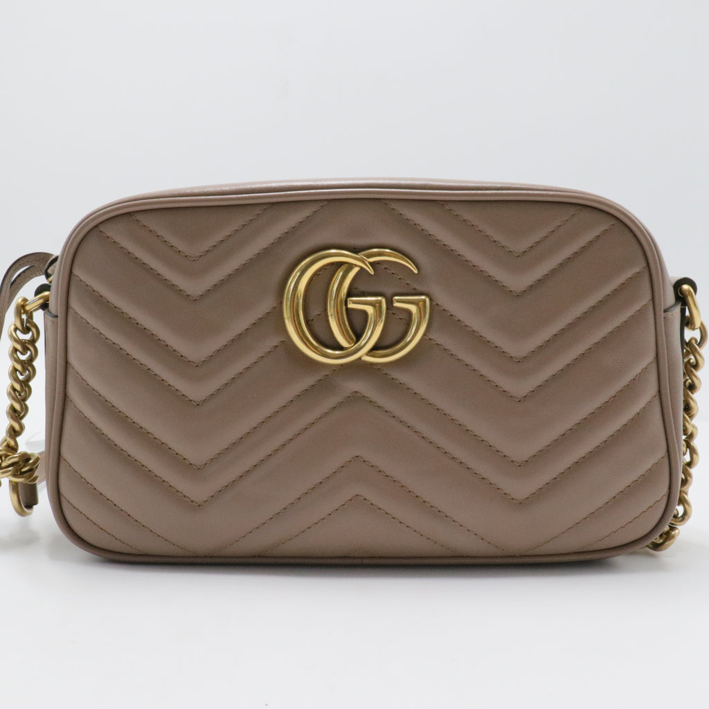 Calfskin Matelasse Small GG Marmont Chain Shoulder Bag Porcelain Rose