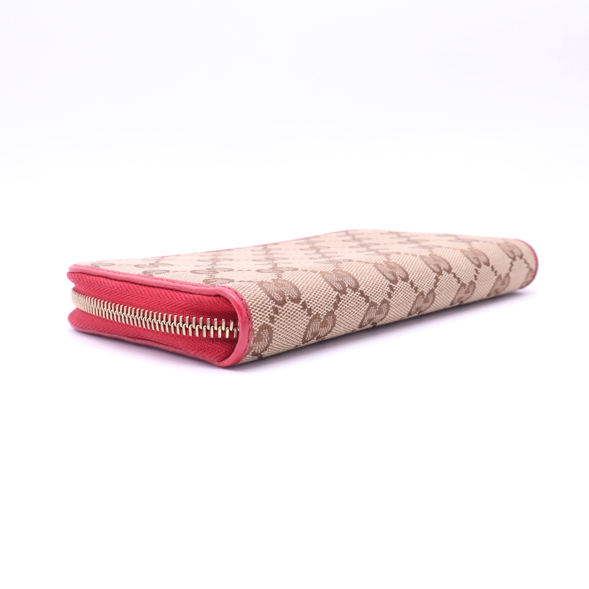 Monogram Dollar Calfskin Zip Around Wallet Beige Ebony Rosso W21499