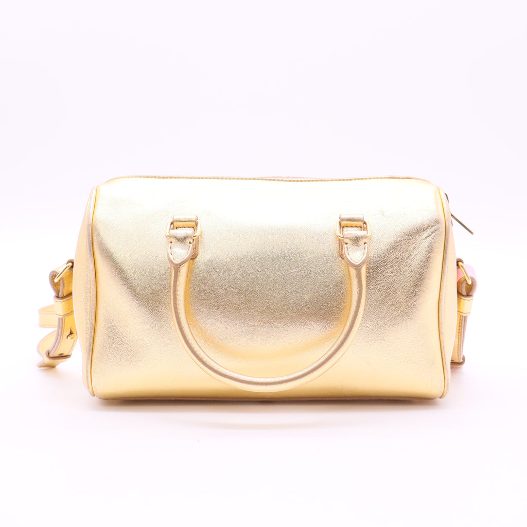 Saint Laurent Metallic Gold Calfskin Leather Classic Baby Duffle Bag twins