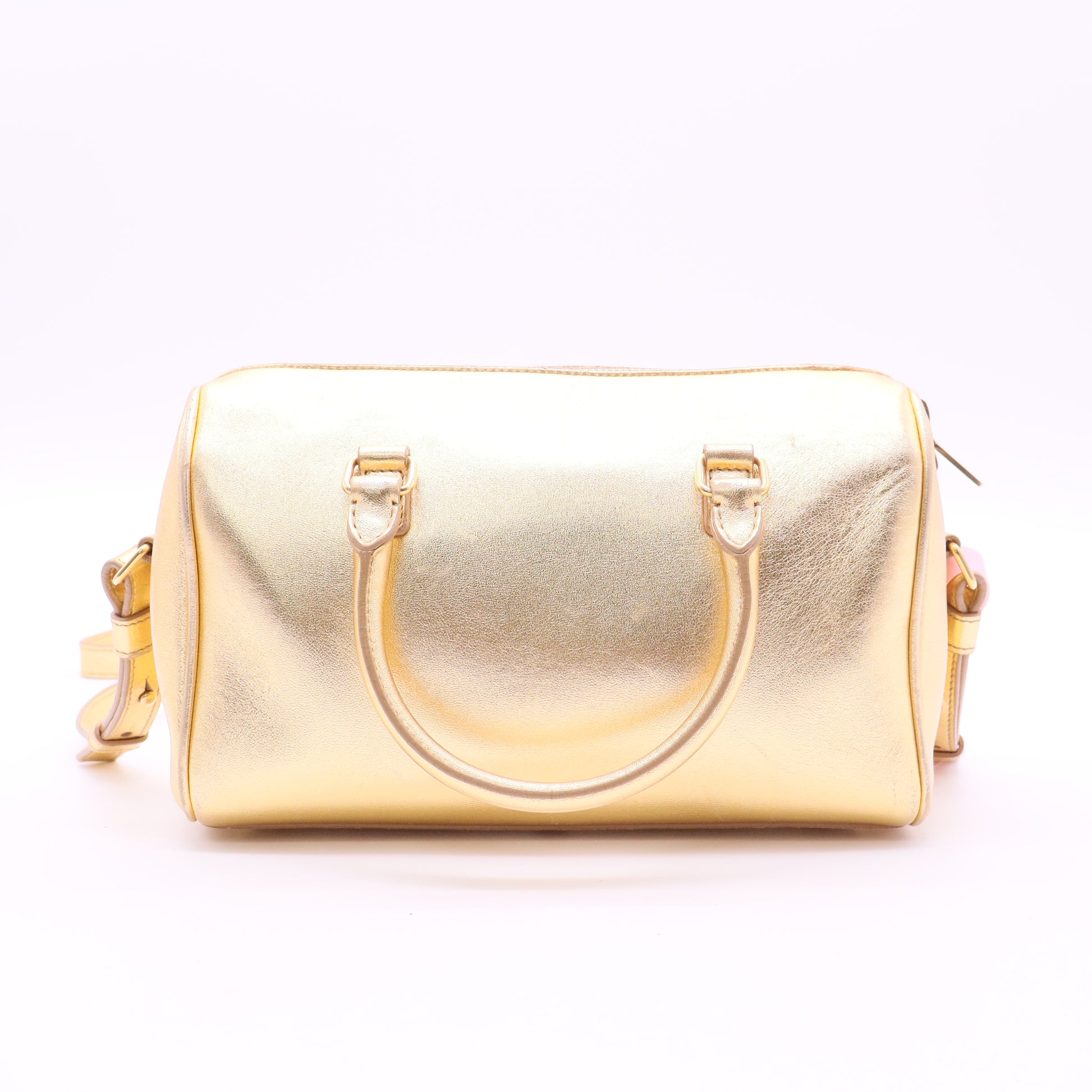 Saint Laurent Metallic Gold Calfskin Leather Classic Baby Duffle Bag twins