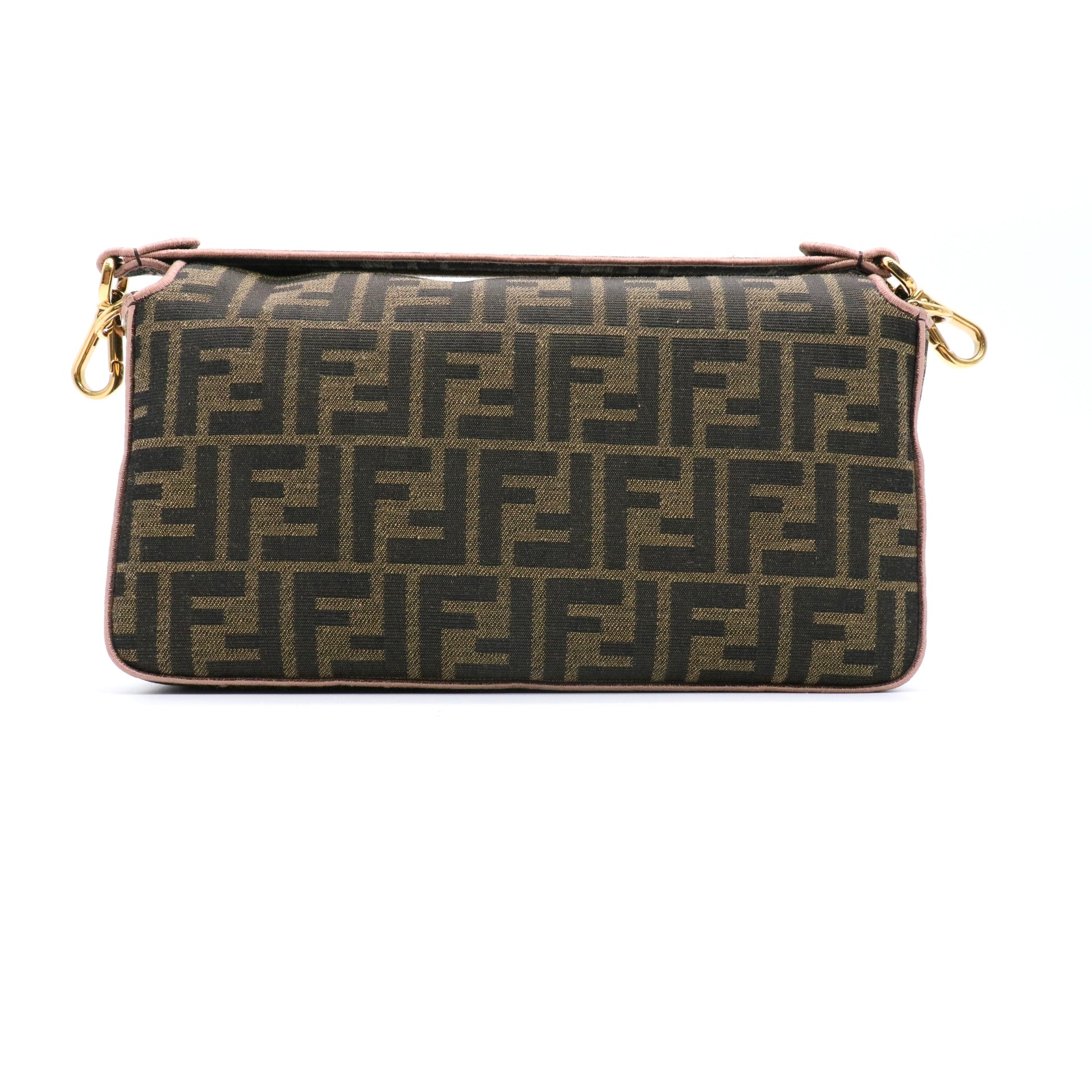 Baguette bag in Zucca print jacquard with pink paisley embroidery Brown twins