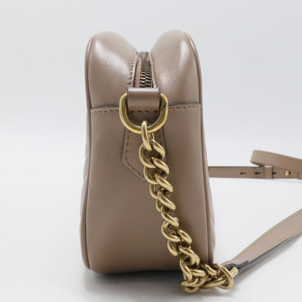 Calfskin Matelasse Small GG Marmont Chain Shoulder Bag Porcelain Rose